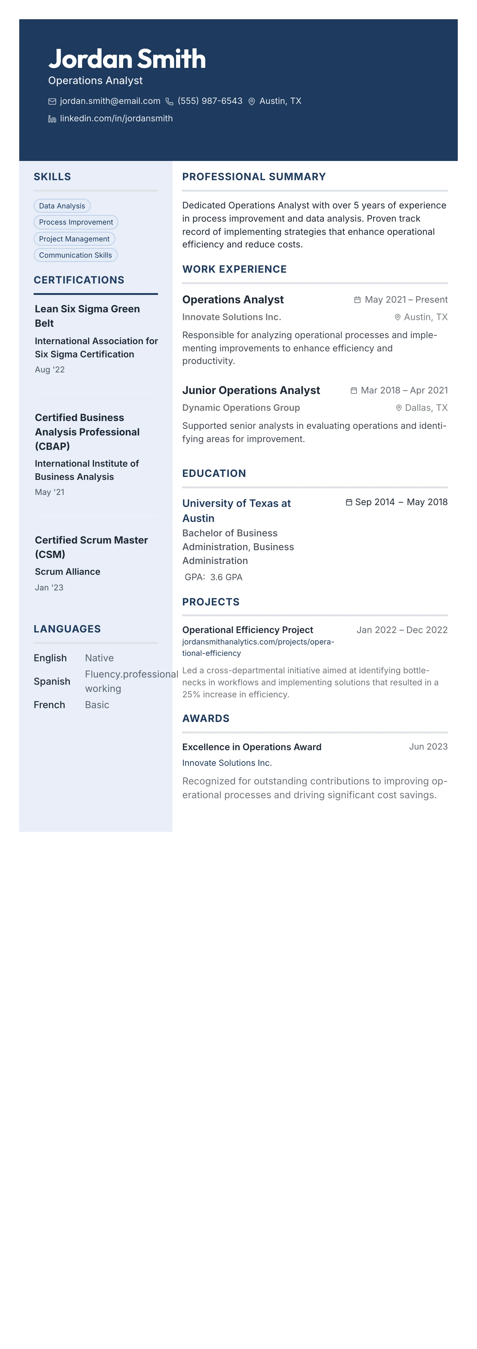 Bold Name Hero template preview