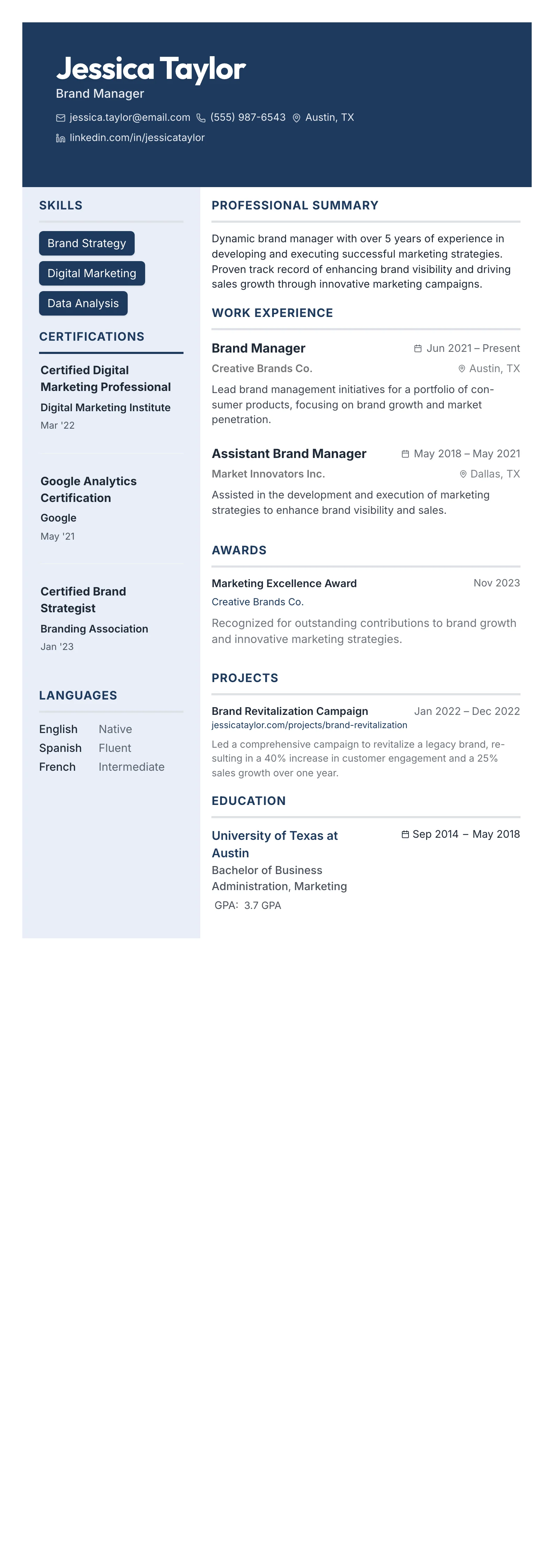 Bold Name Hero template preview