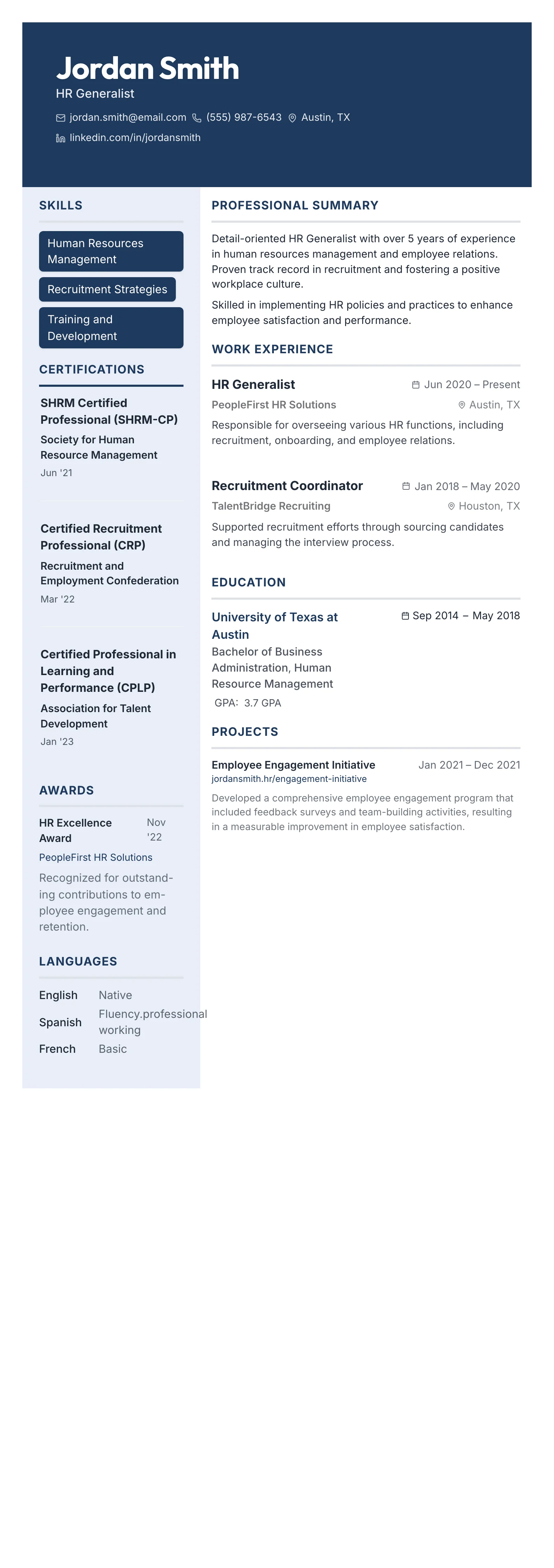 Bold Name Hero template preview