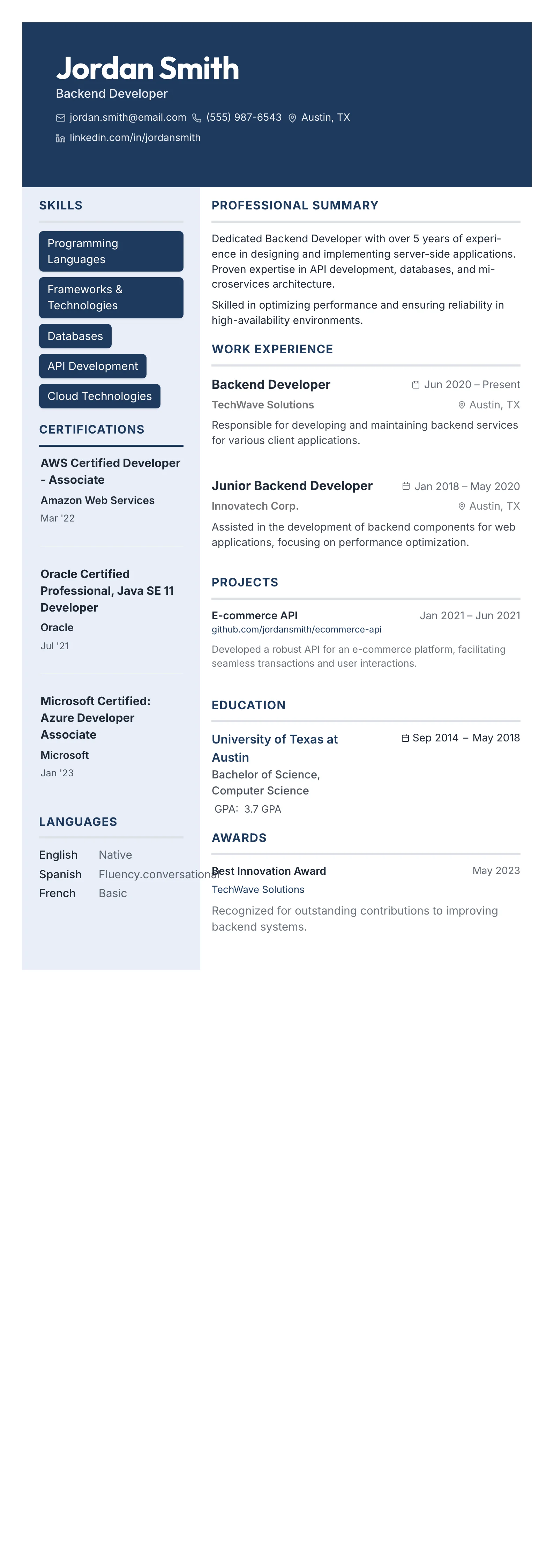 Bold Name Hero template preview