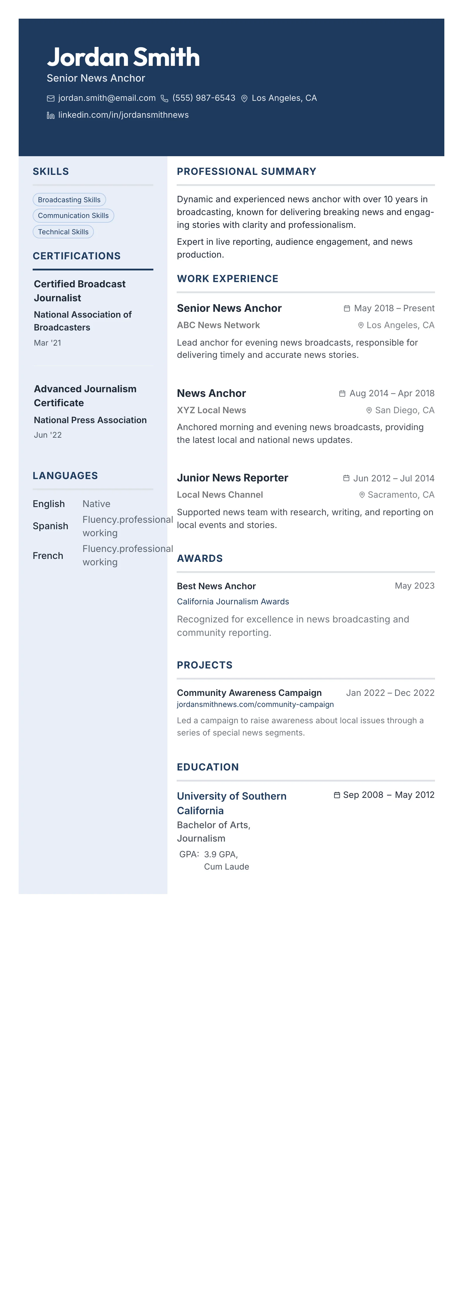 Bold Name Hero template preview