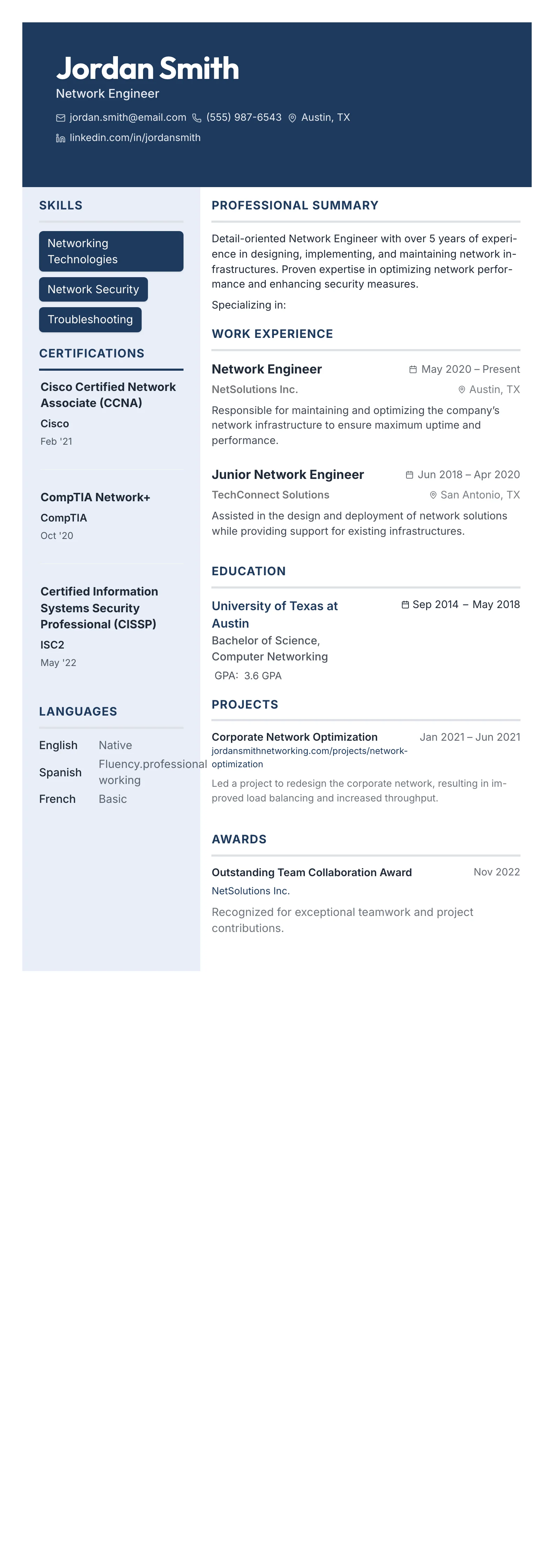 Bold Name Hero template preview