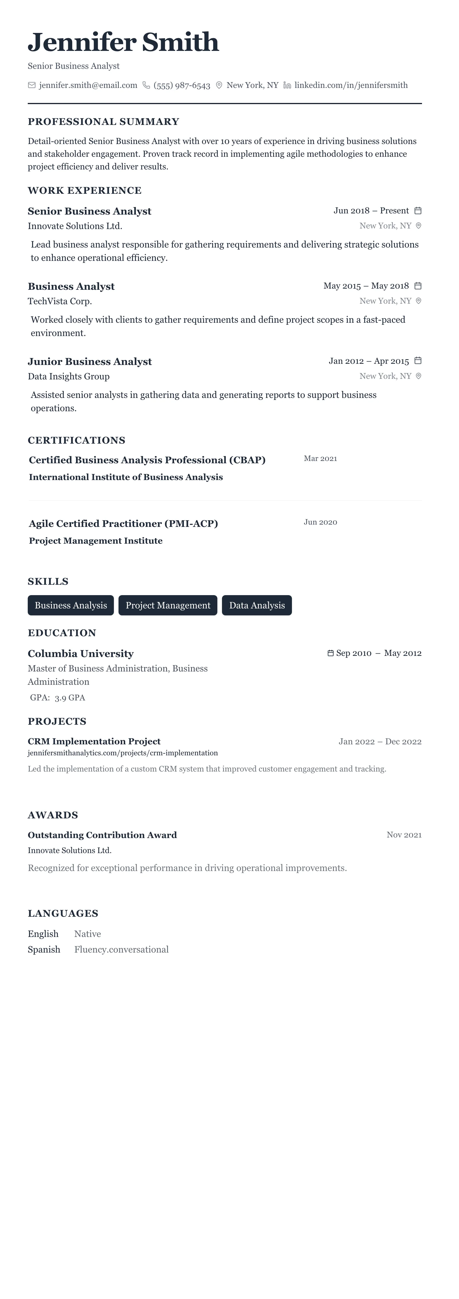 Classic Business template preview