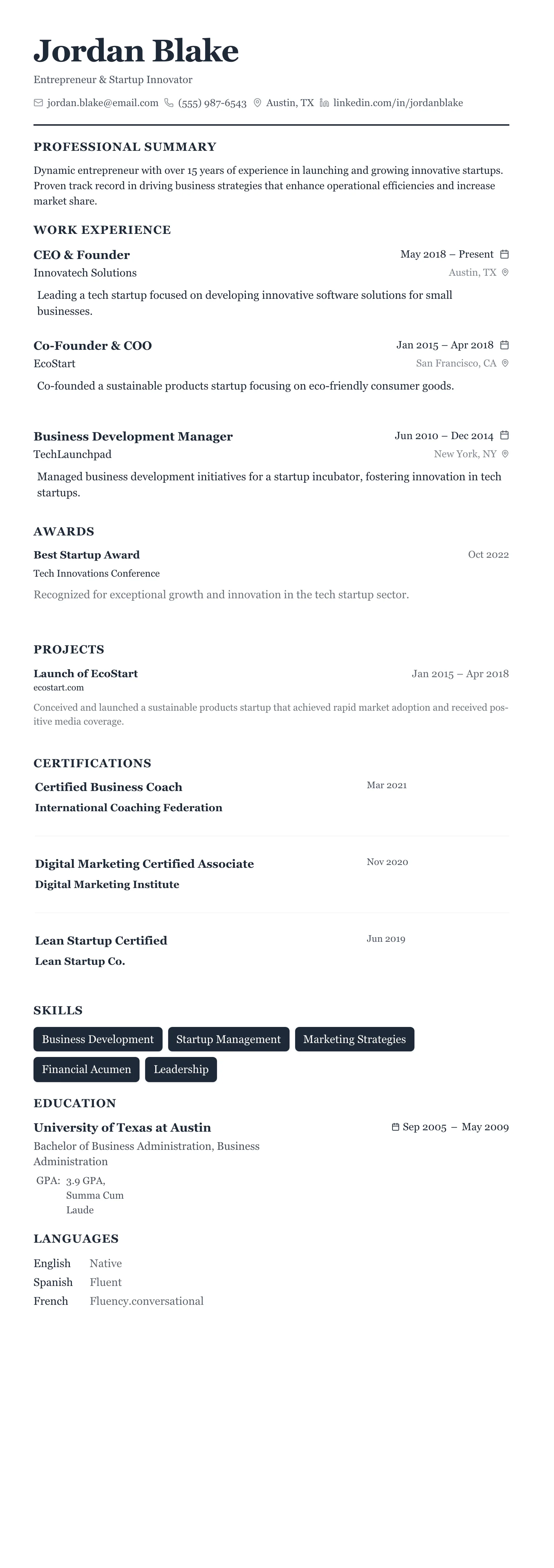 Classic Business template preview