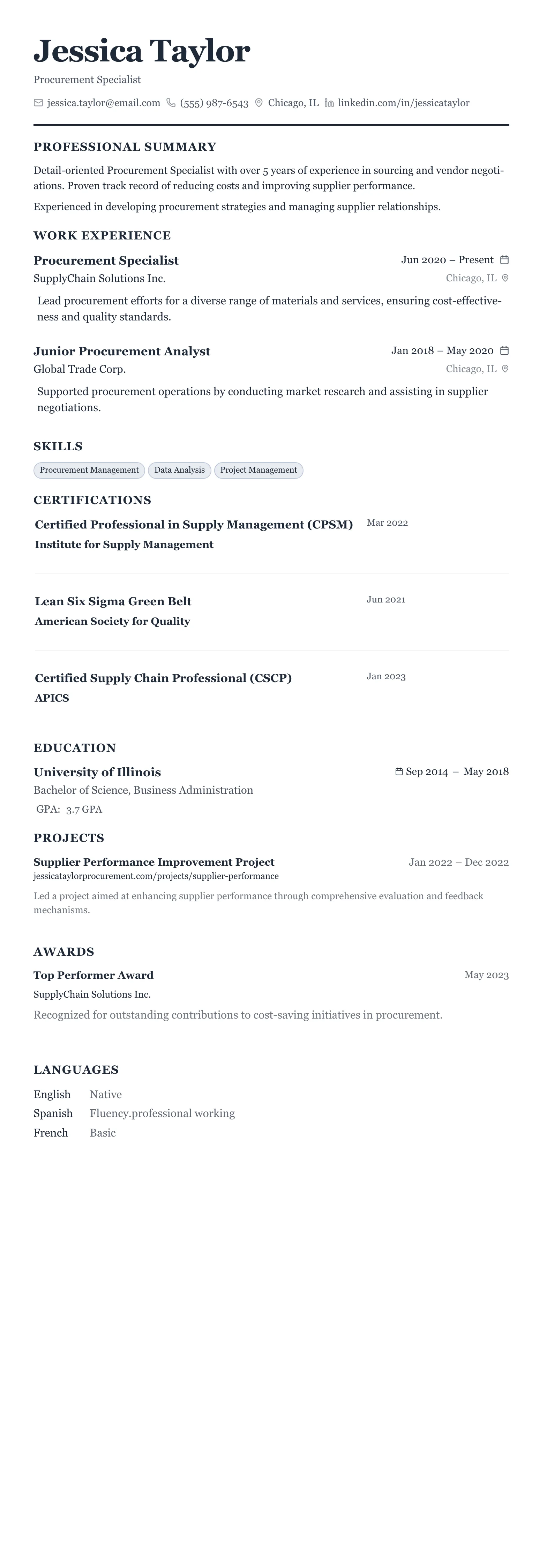 Classic Business template preview