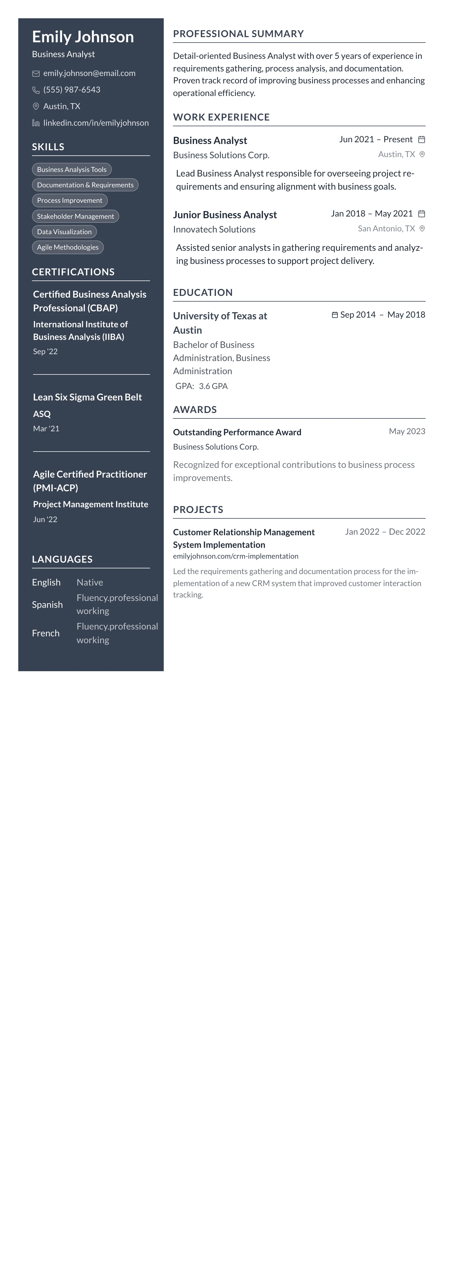 Compact One template preview