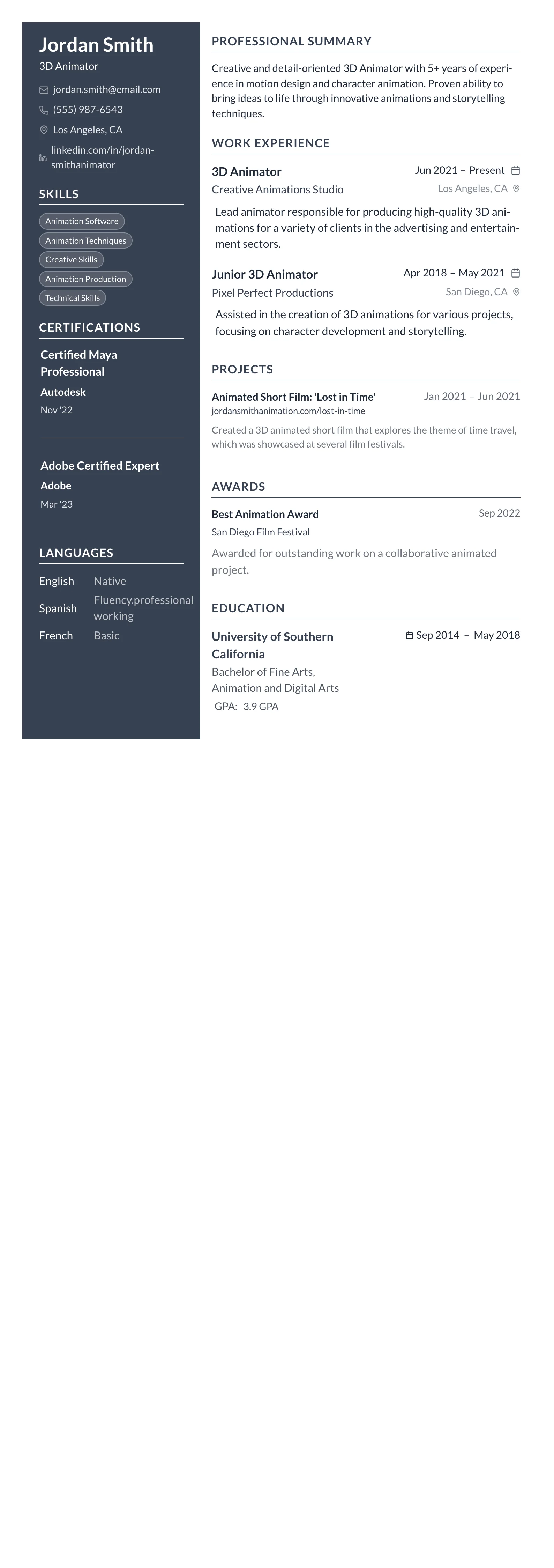 Compact One template preview