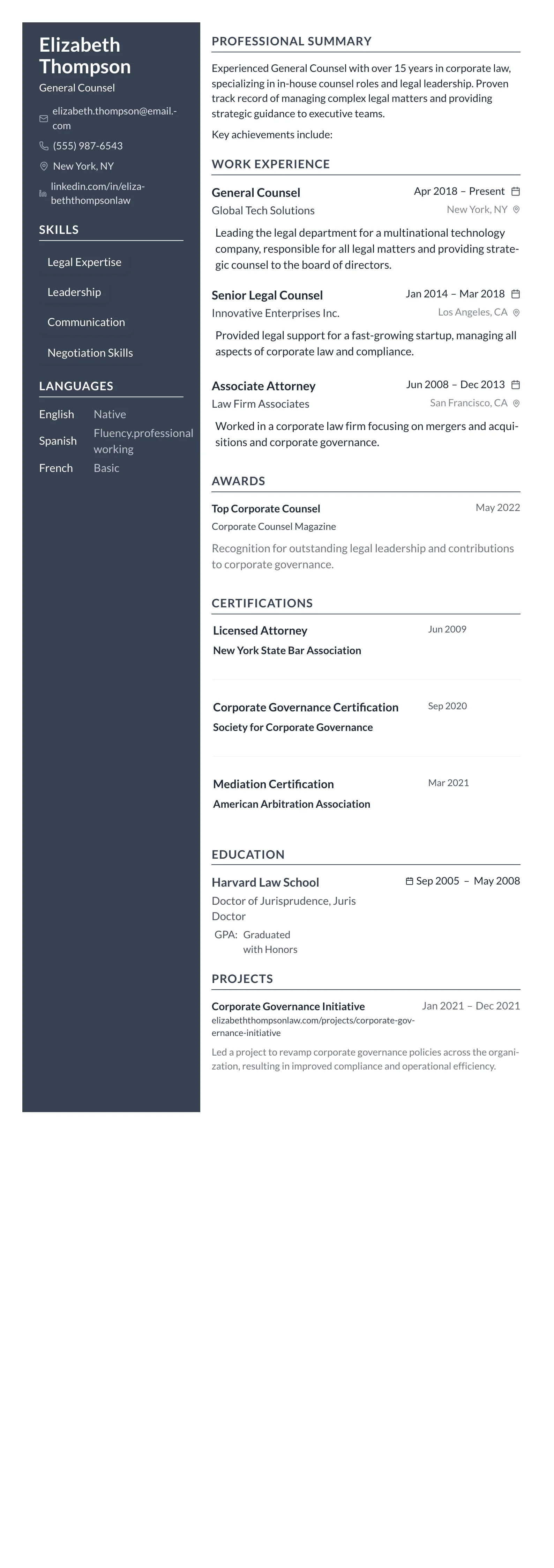 Compact One template preview