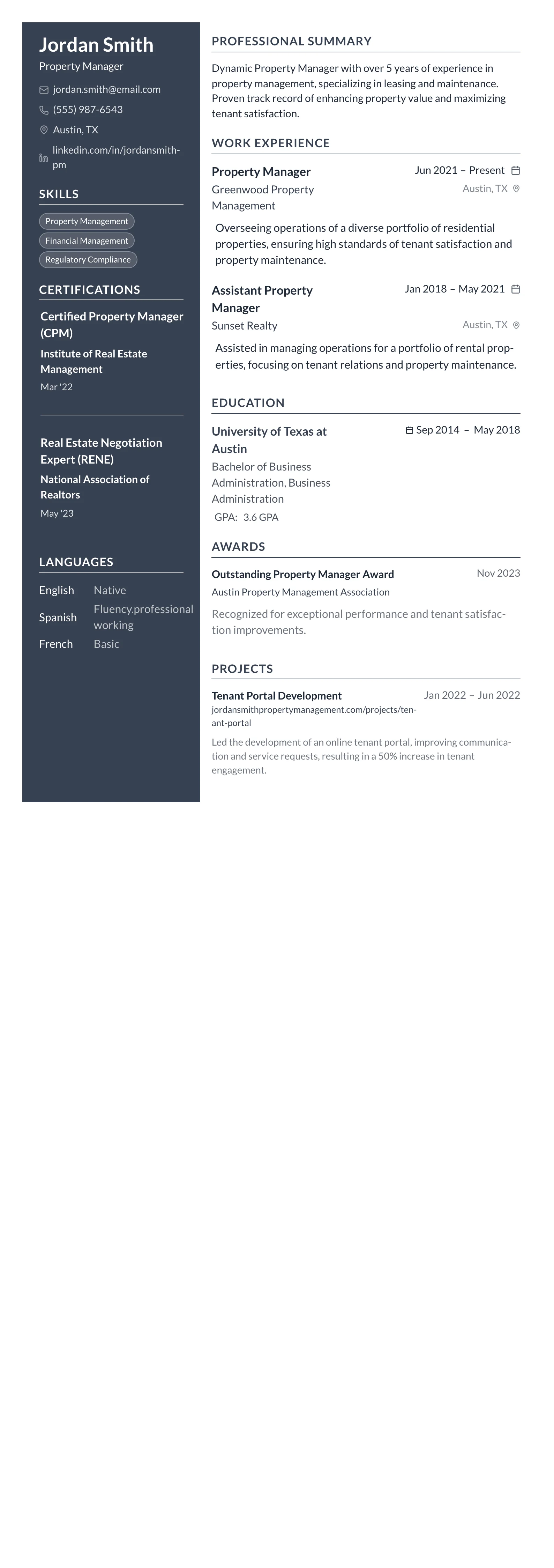 Compact One template preview