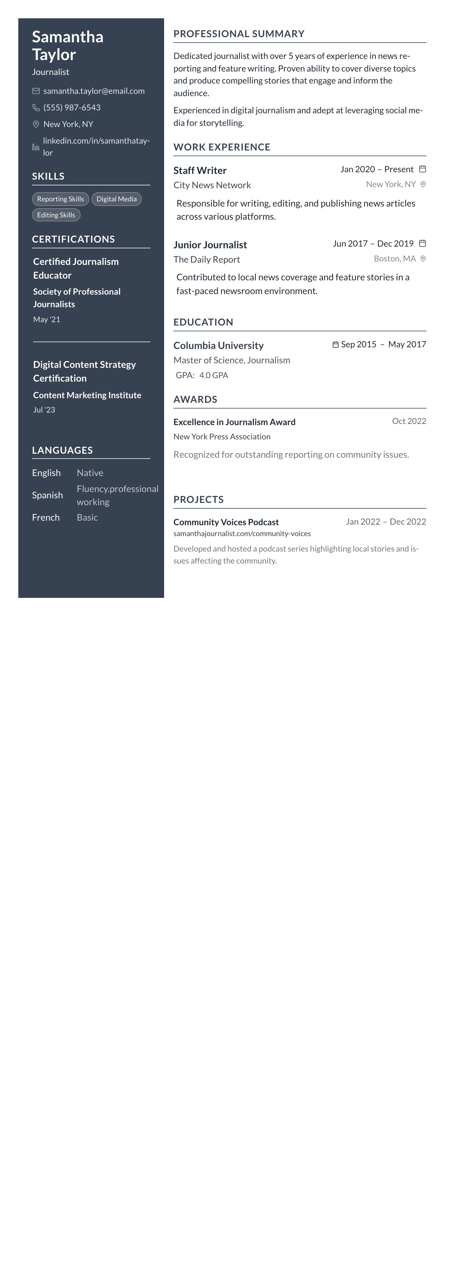 Compact One template preview