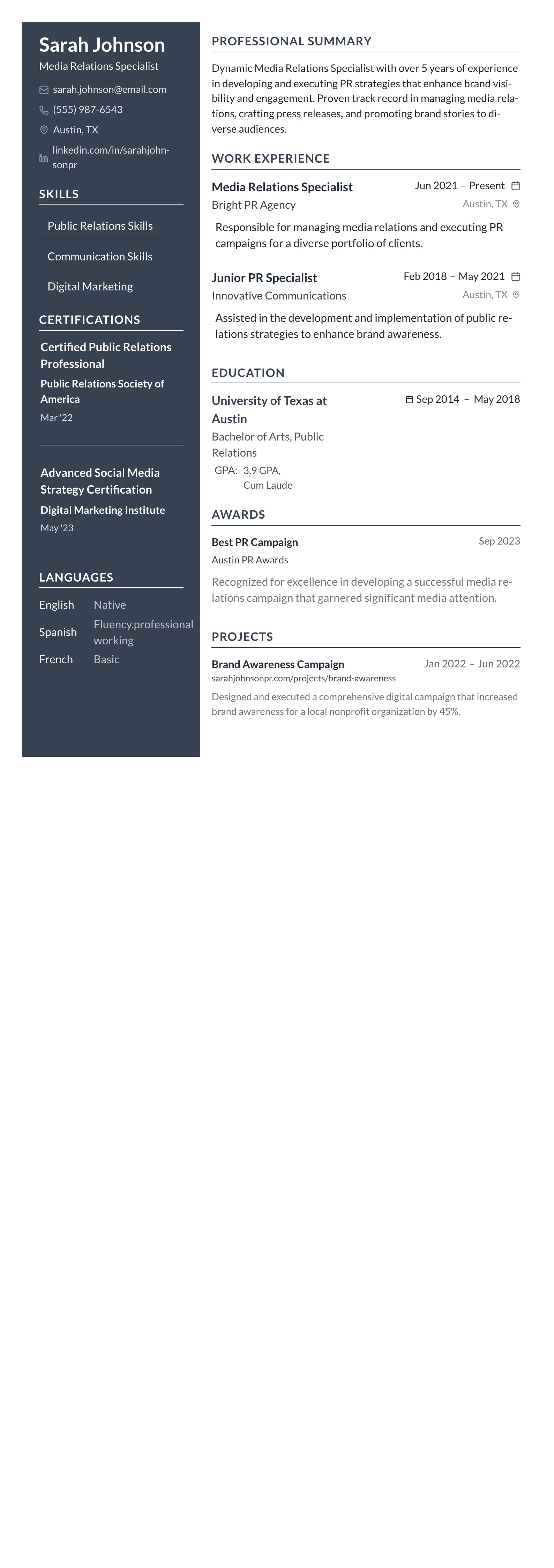 Compact One template preview