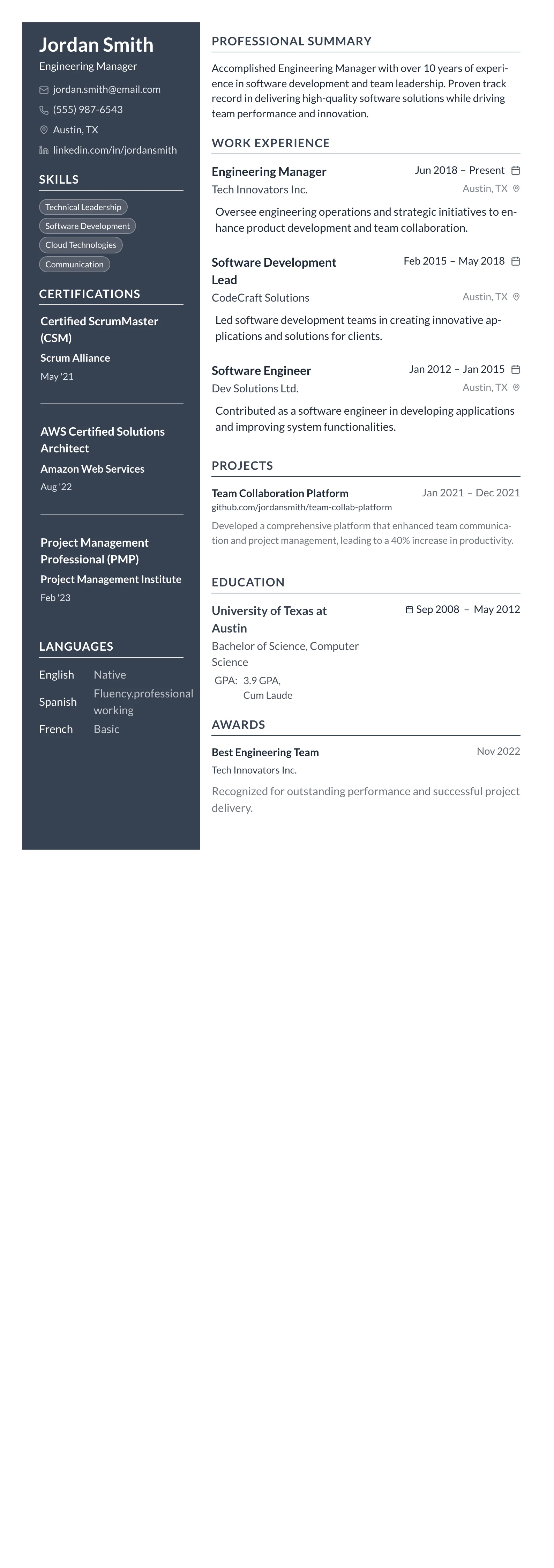 Compact One template preview