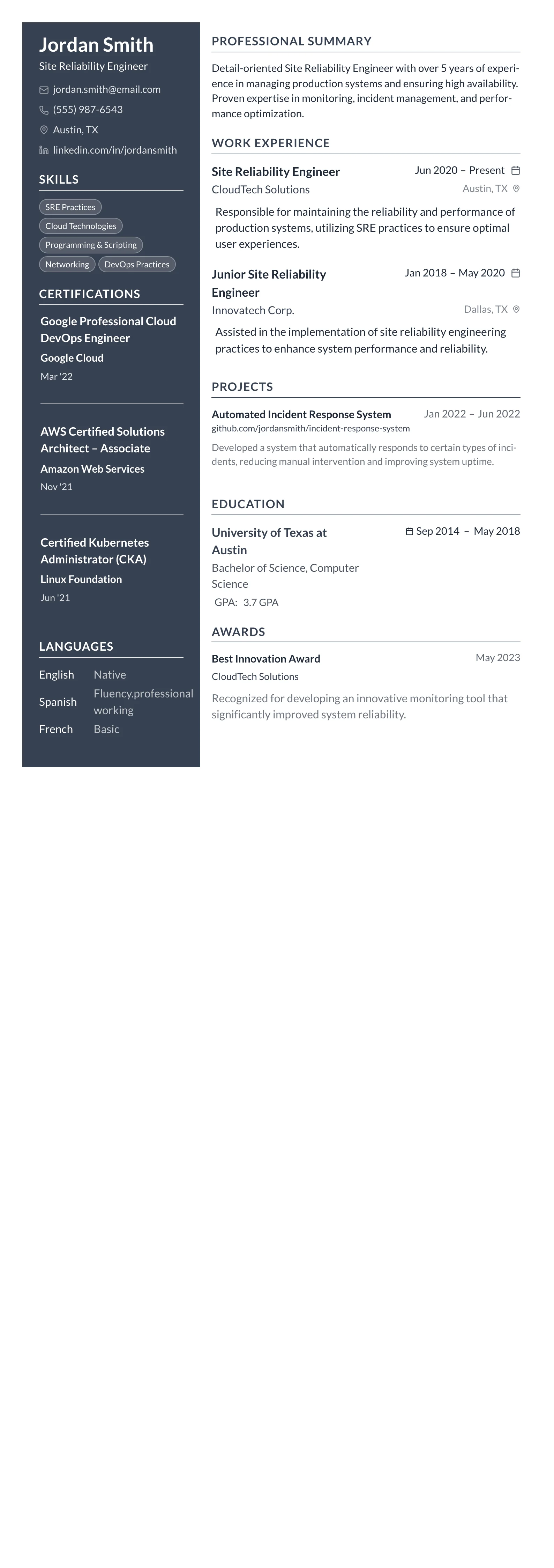 Compact One template preview