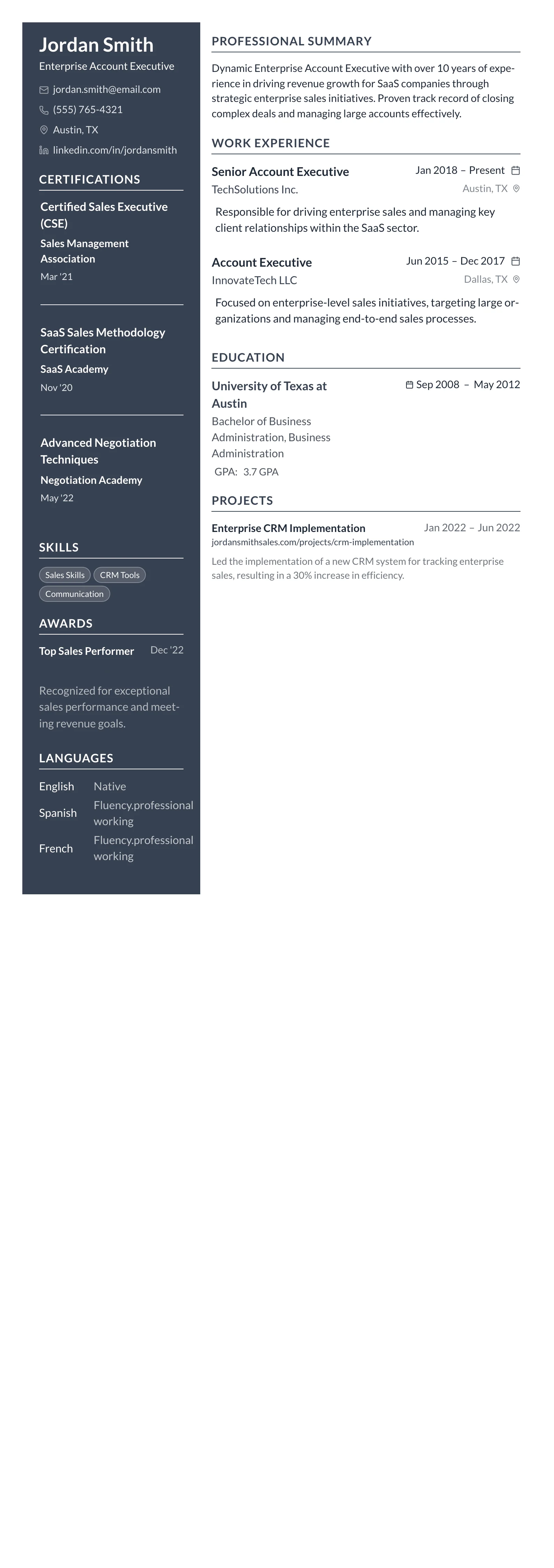 Compact One template preview