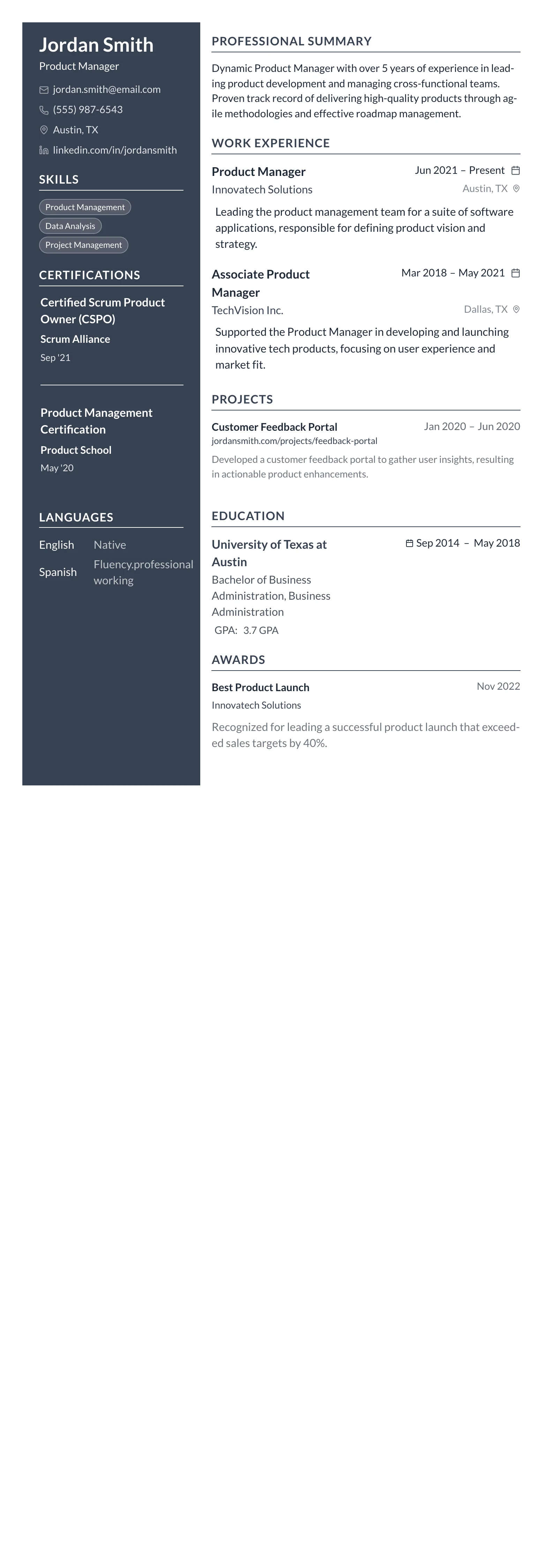 Compact One template preview