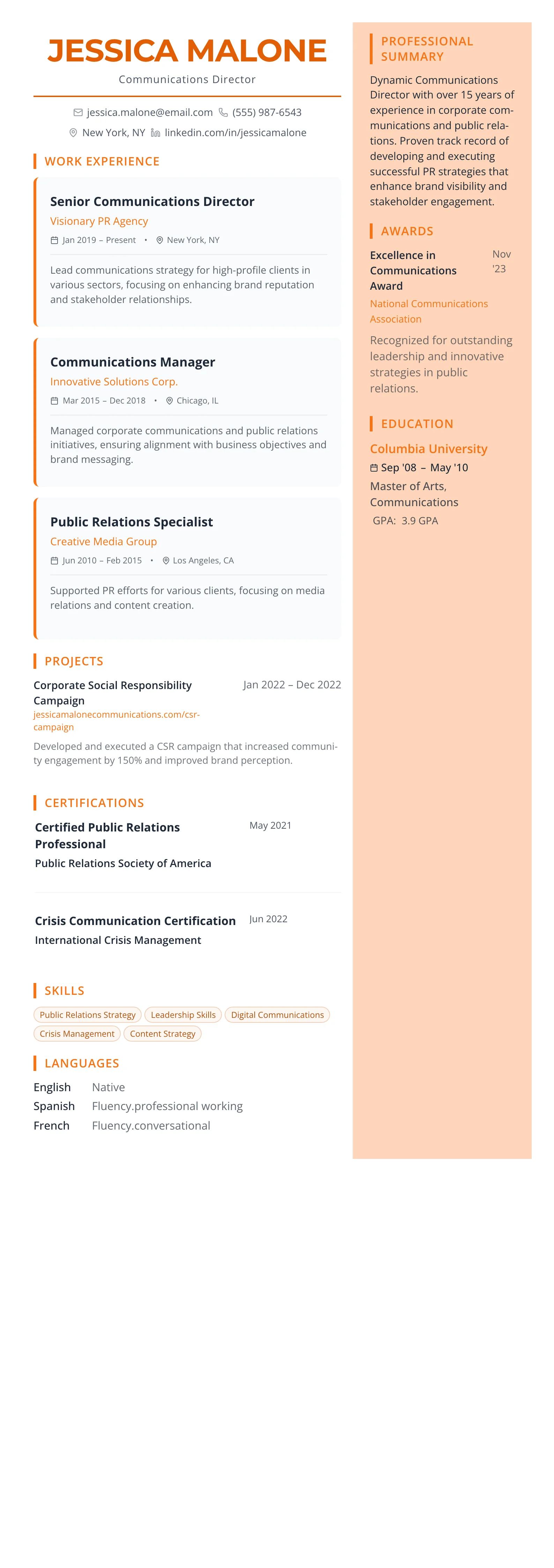 Coral Creative template preview