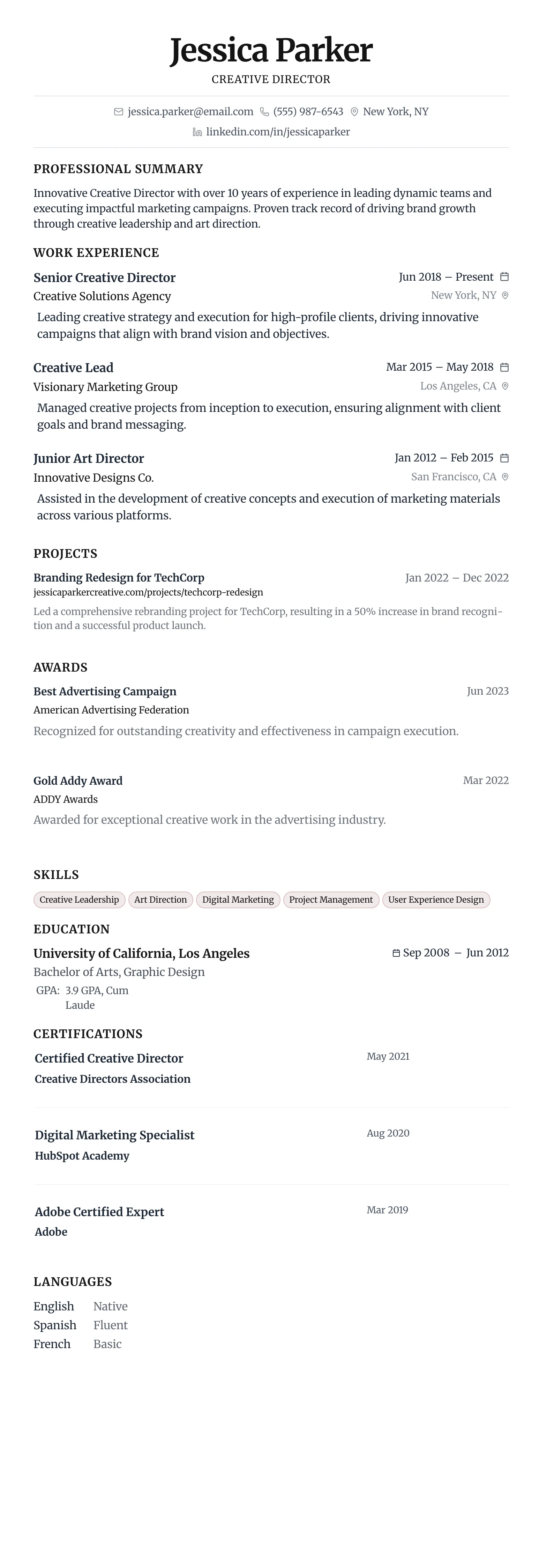 Minimalist Centered template preview