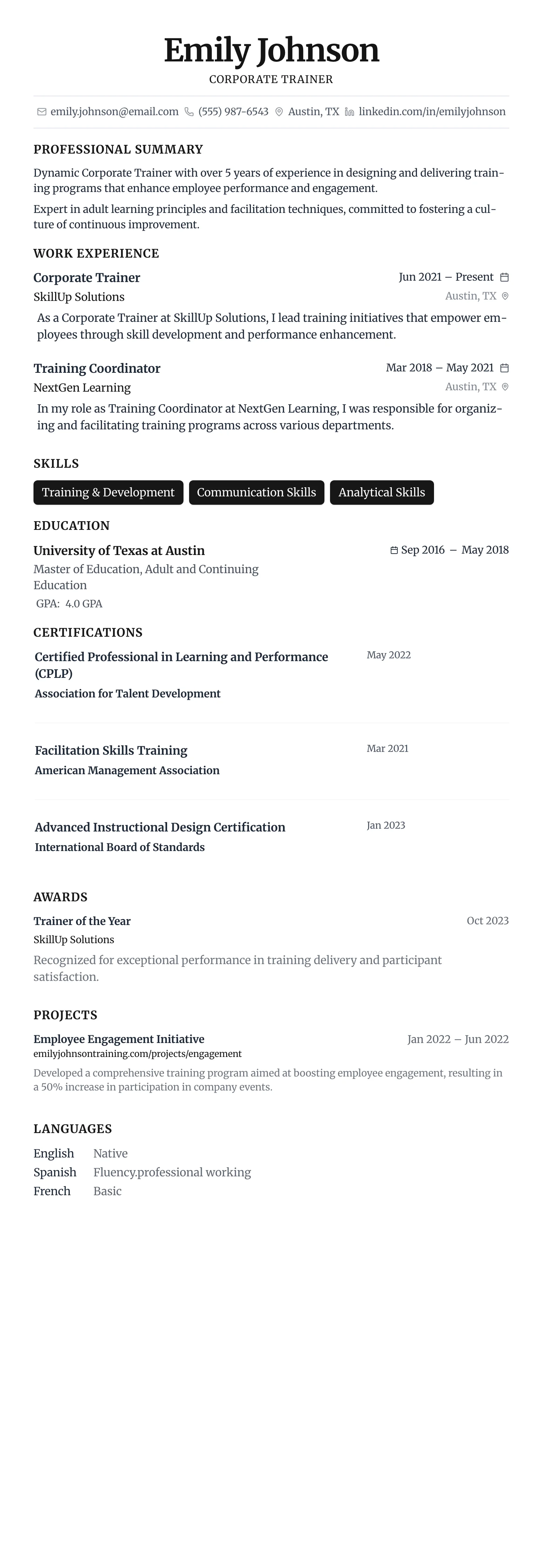 Minimalist Centered template preview