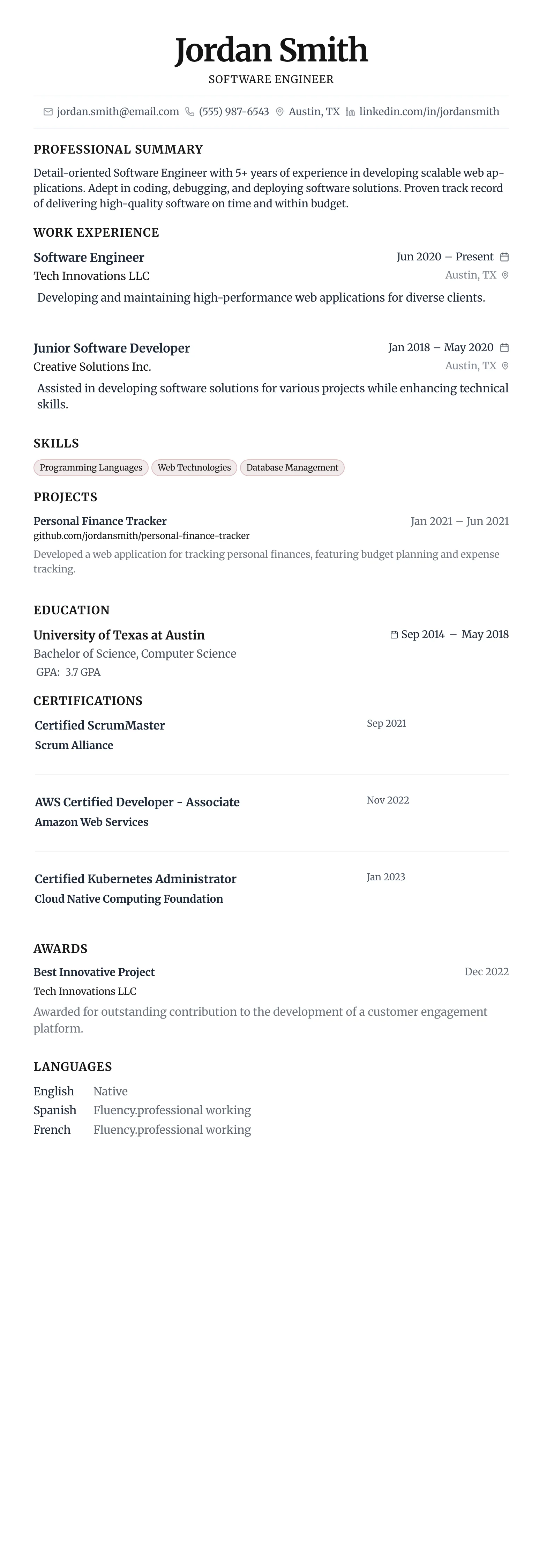 Minimalist Centered template preview