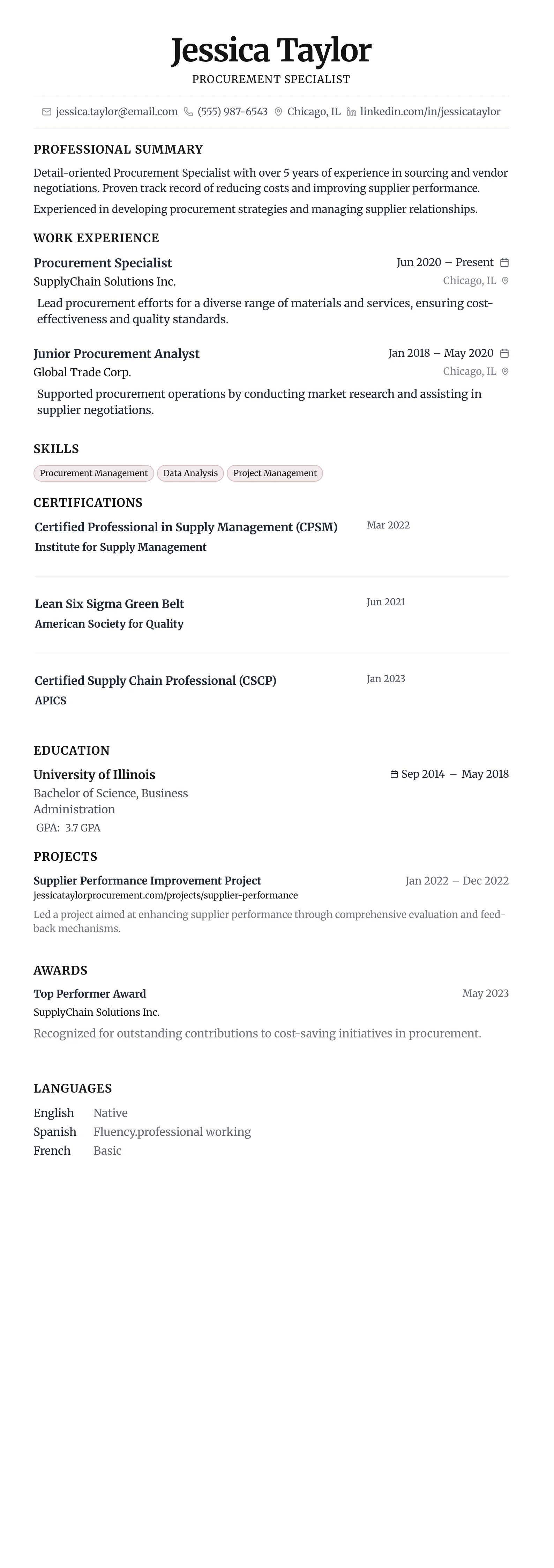 Minimalist Centered template preview