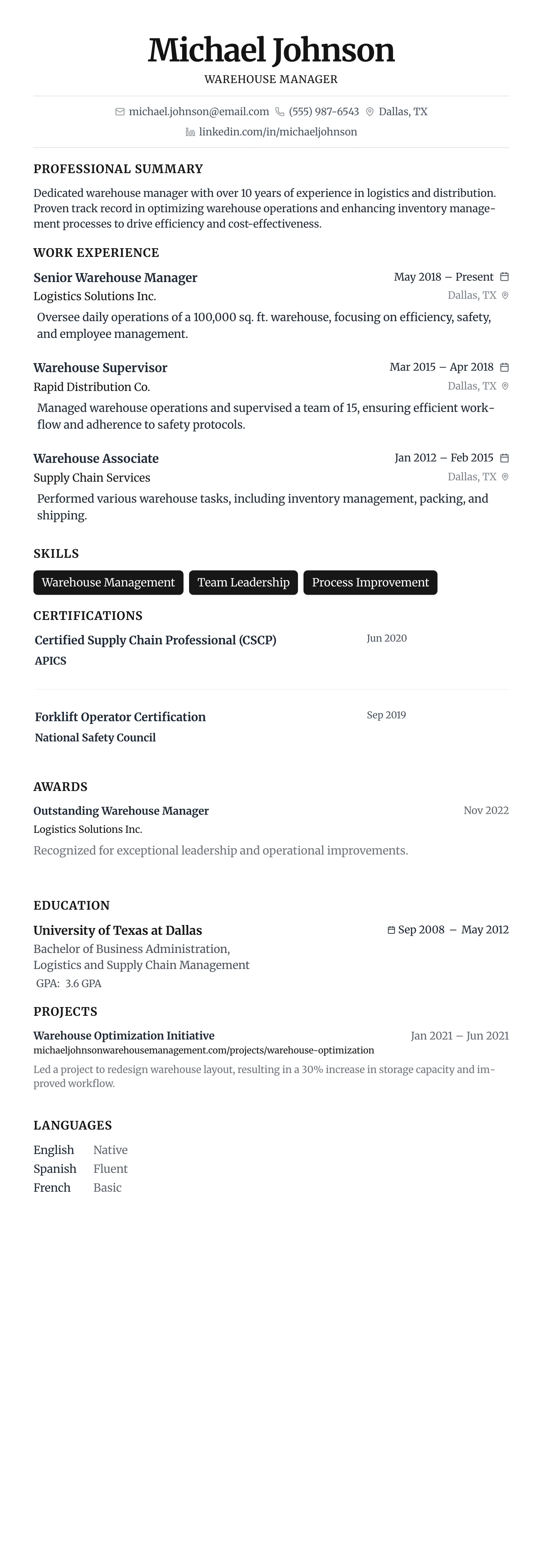 Minimalist Centered template preview