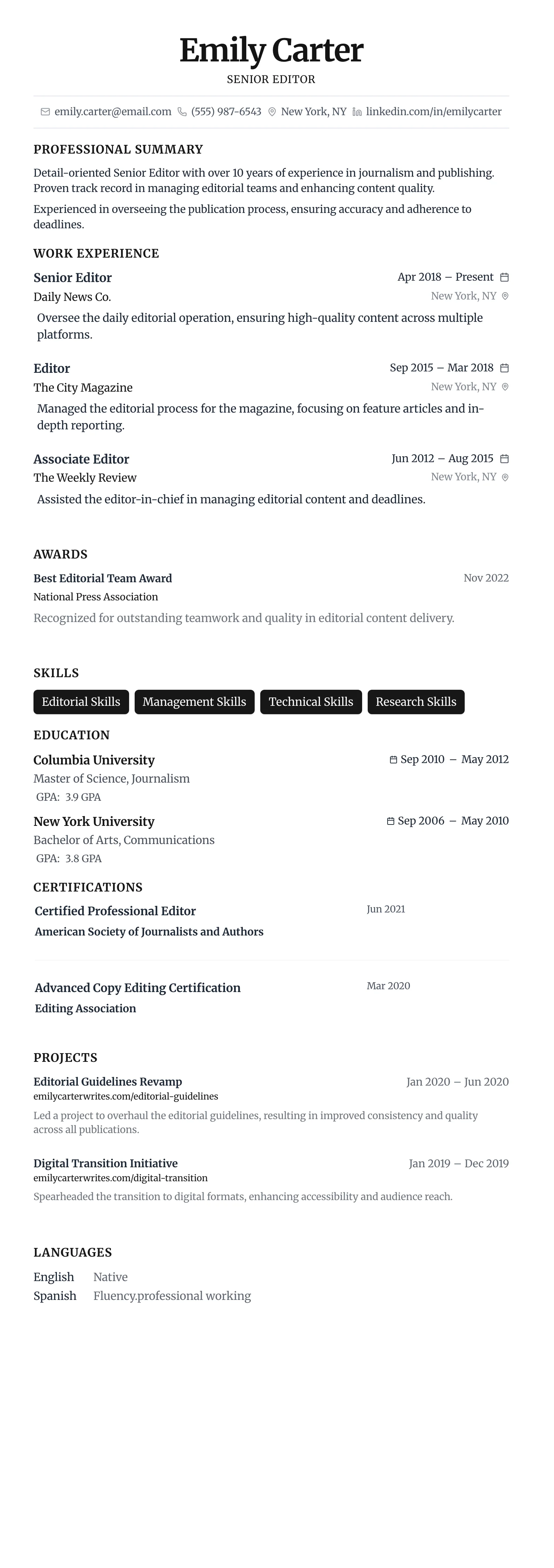 Minimalist Centered template preview