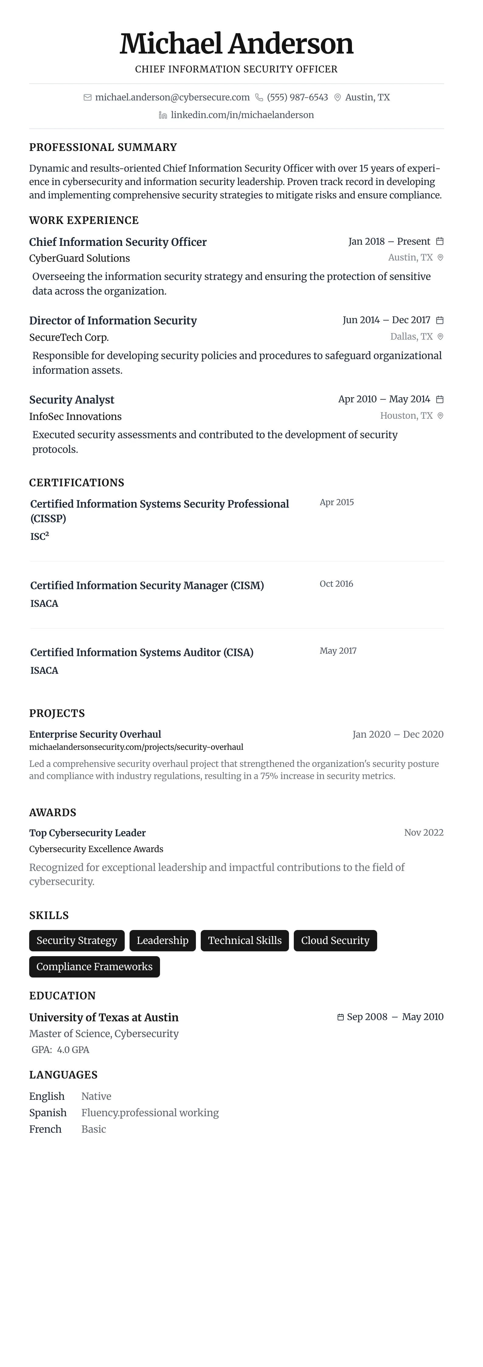 Minimalist Centered template preview