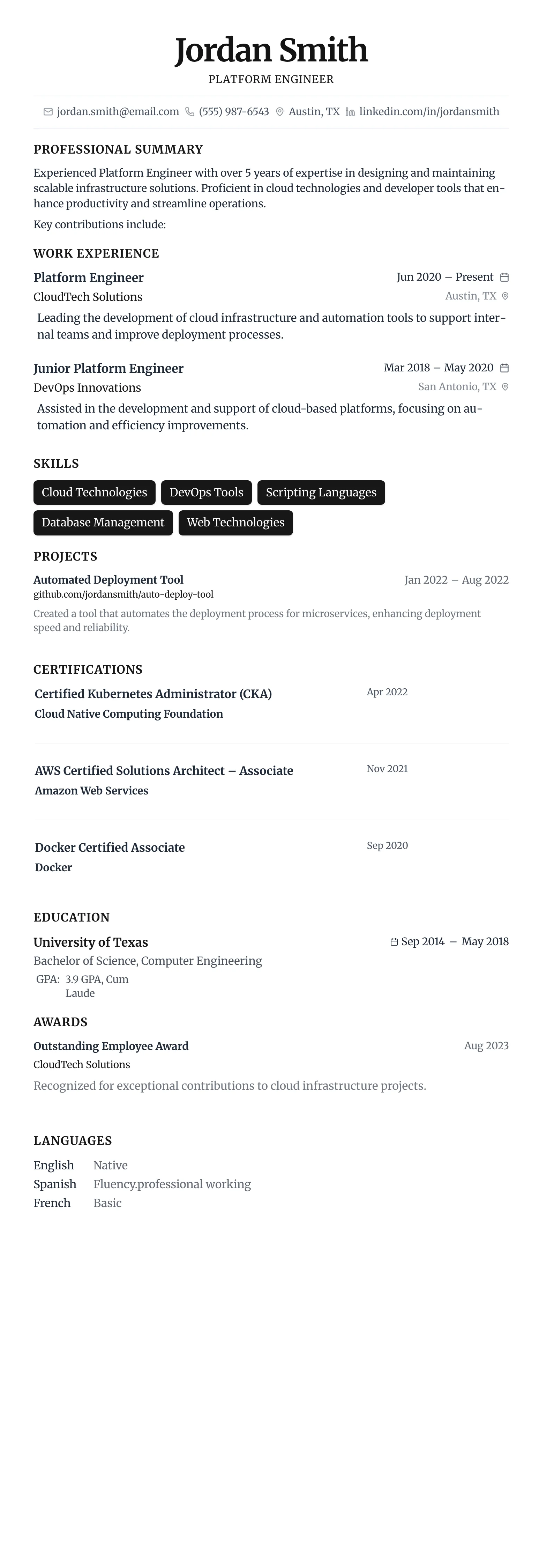 Minimalist Centered template preview