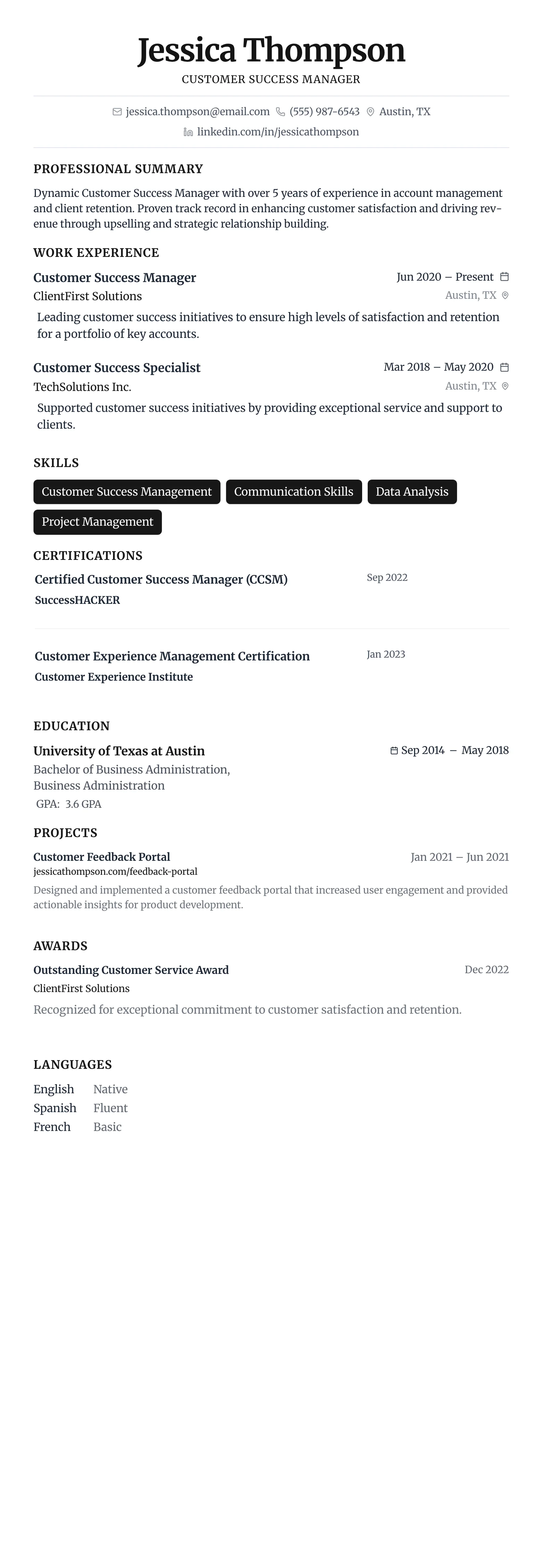 Minimalist Centered template preview