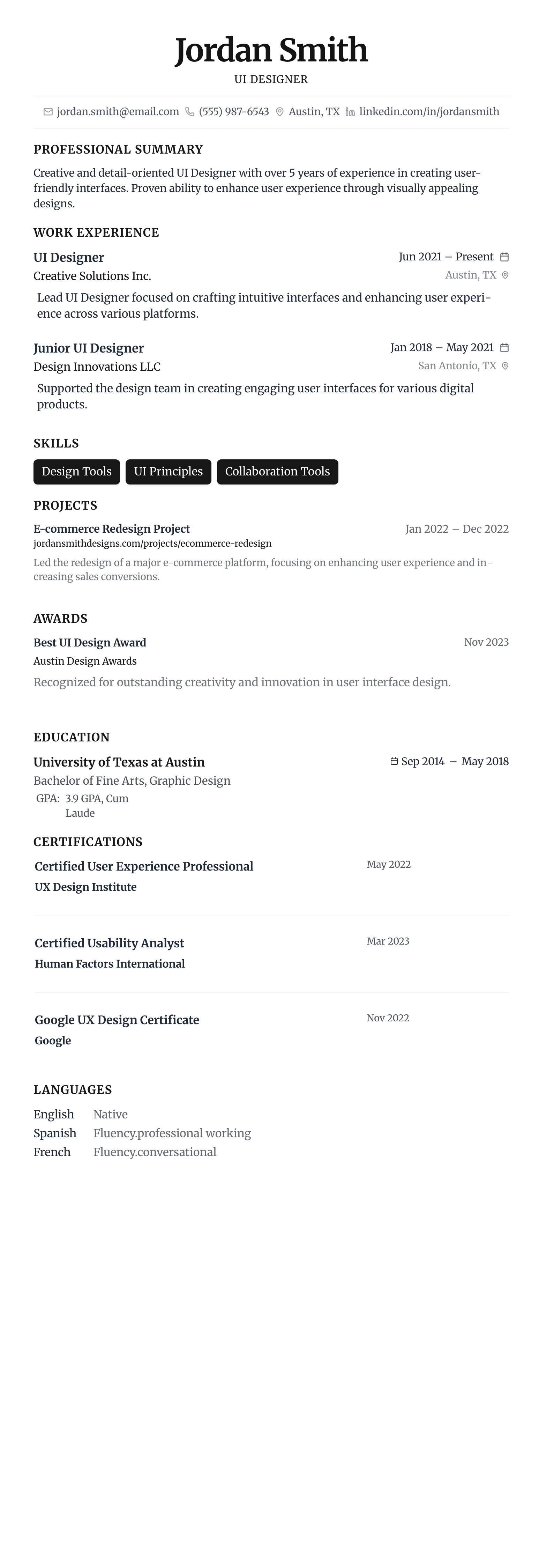 Minimalist Centered template preview