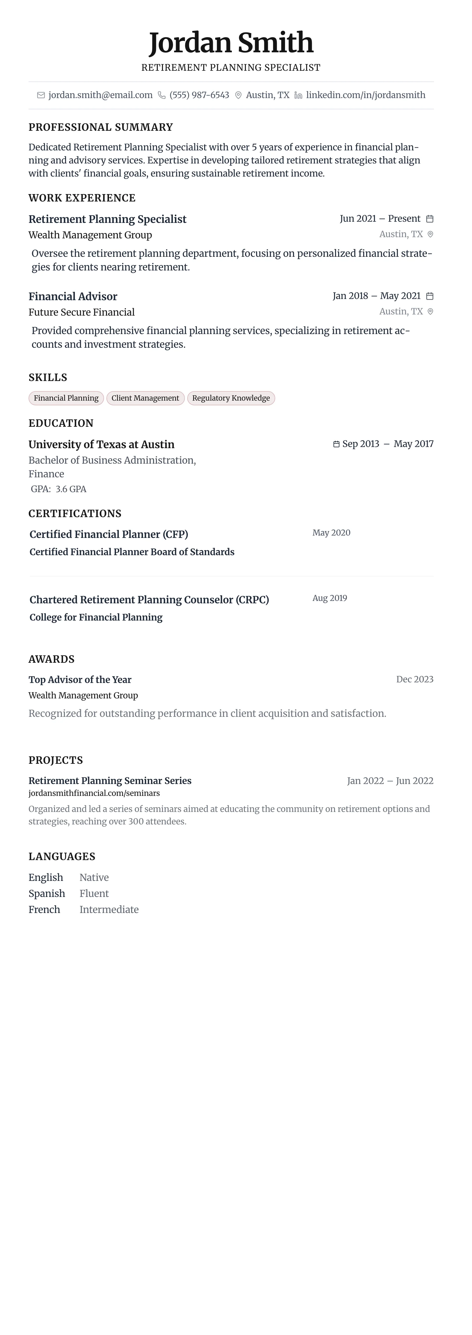 Minimalist Centered template preview