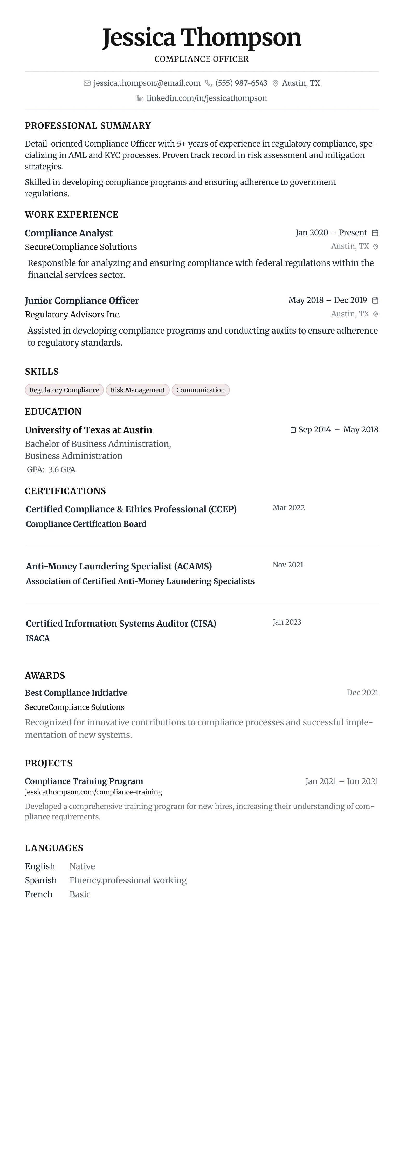 Minimalist Centered template preview
