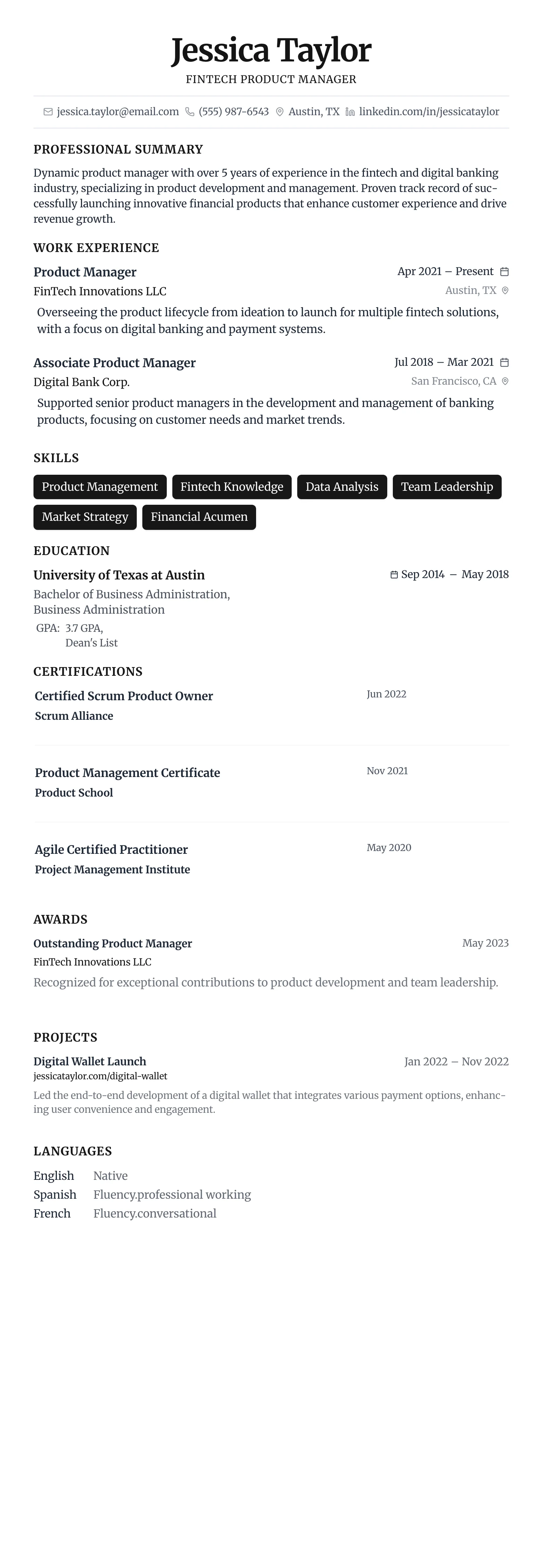 Minimalist Centered template preview