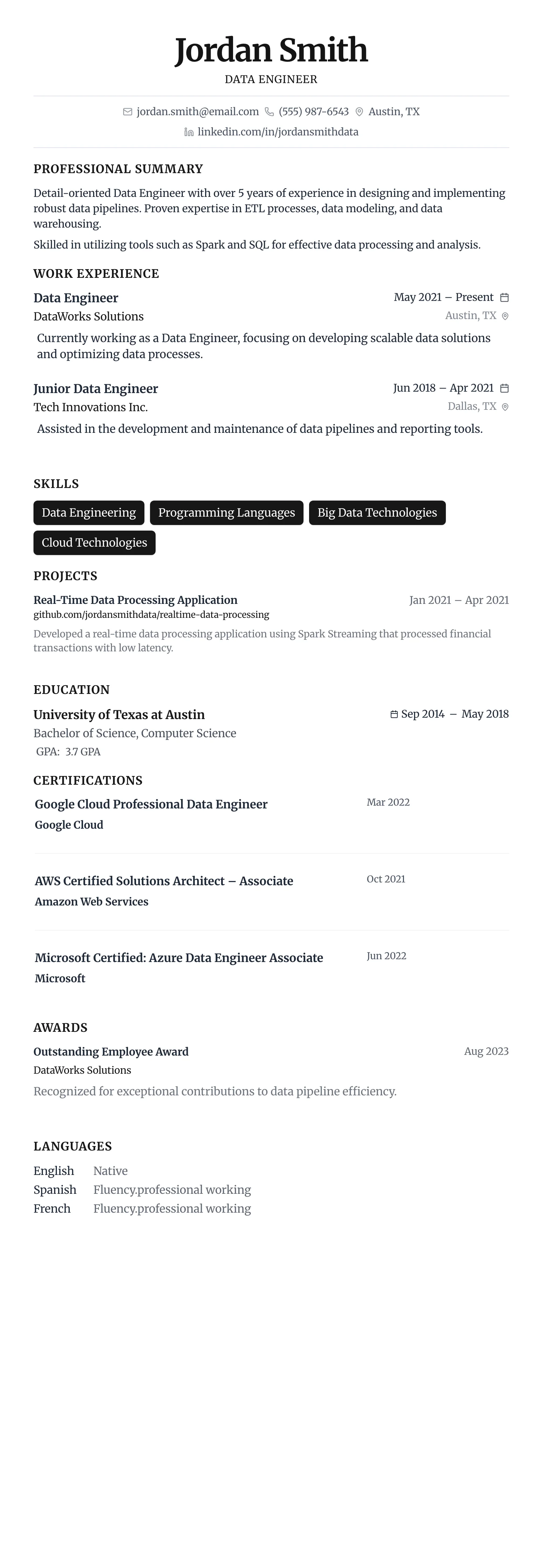Minimalist Centered template preview