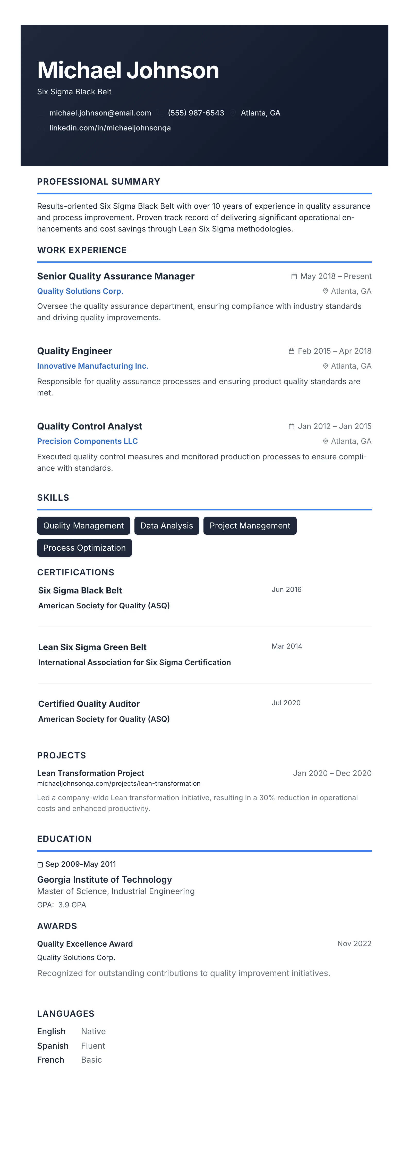 Modern Slate template preview