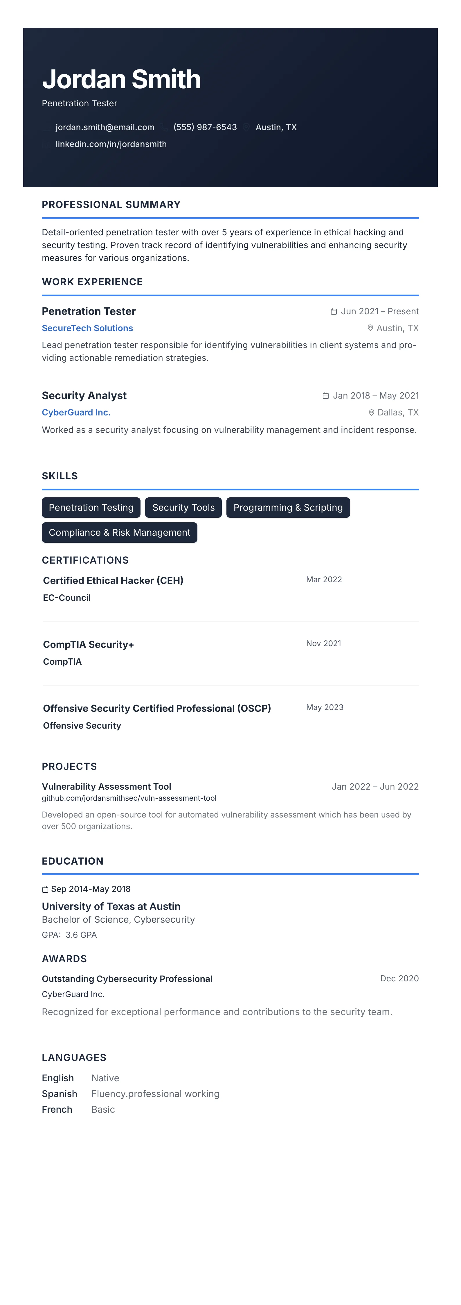 Modern Slate template preview