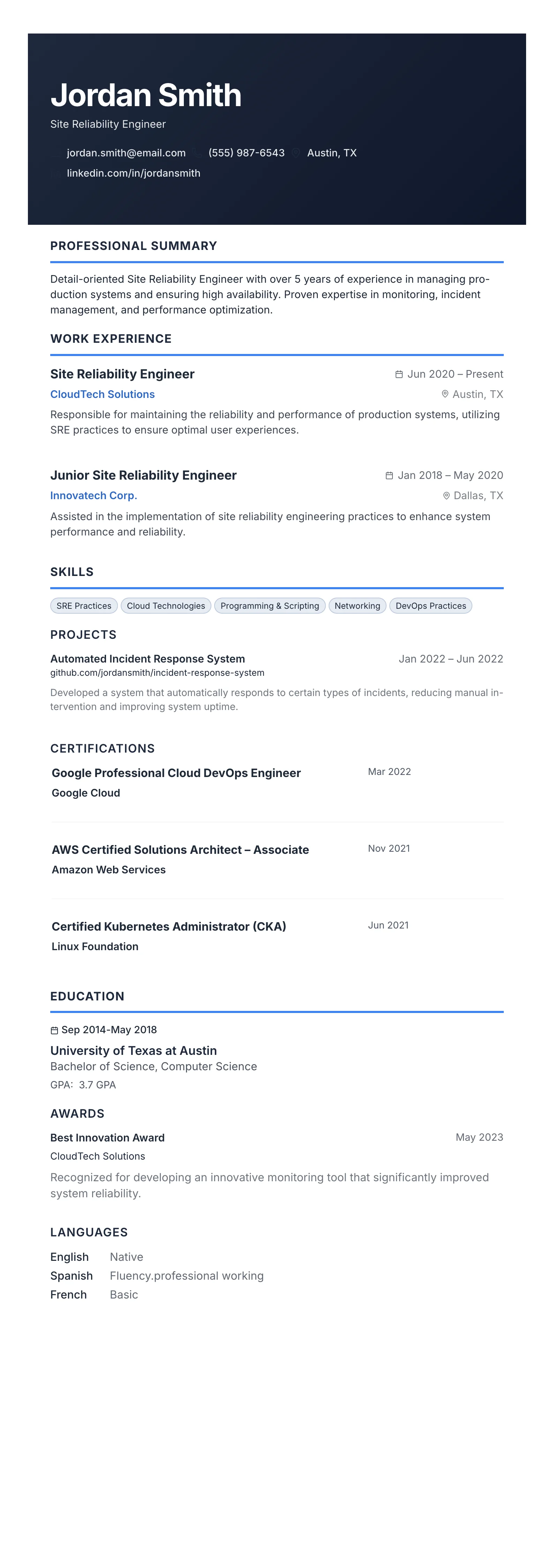 Modern Slate template preview