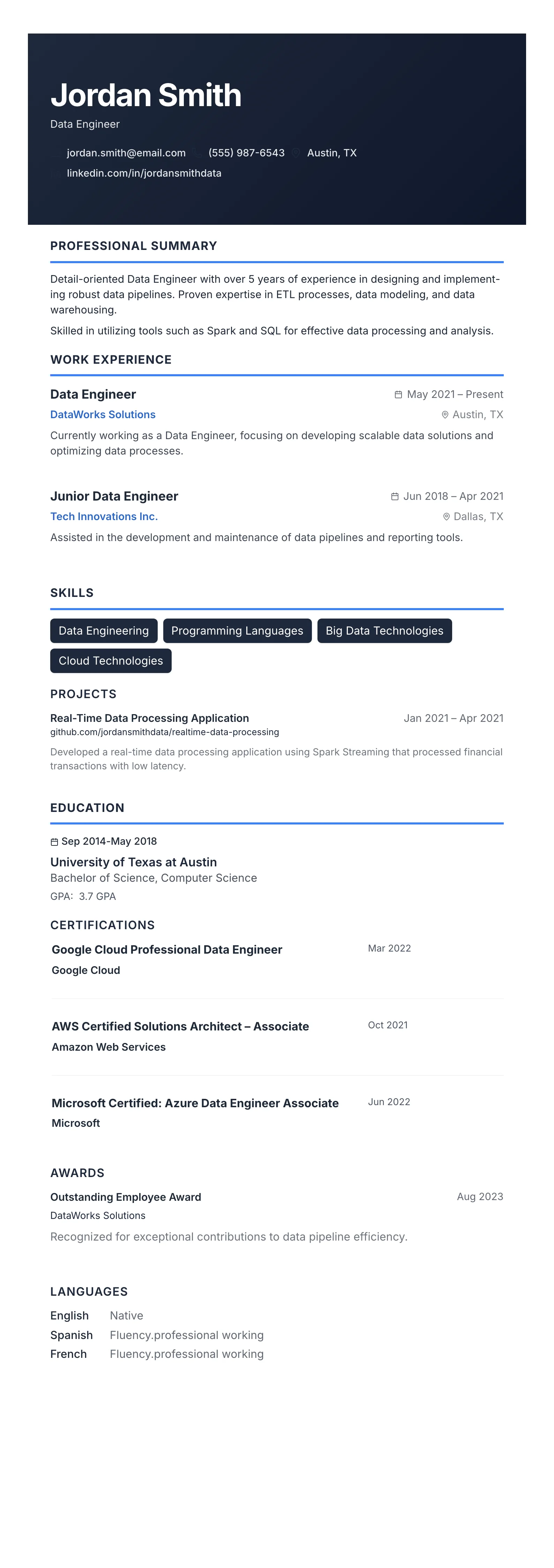 Modern Slate template preview