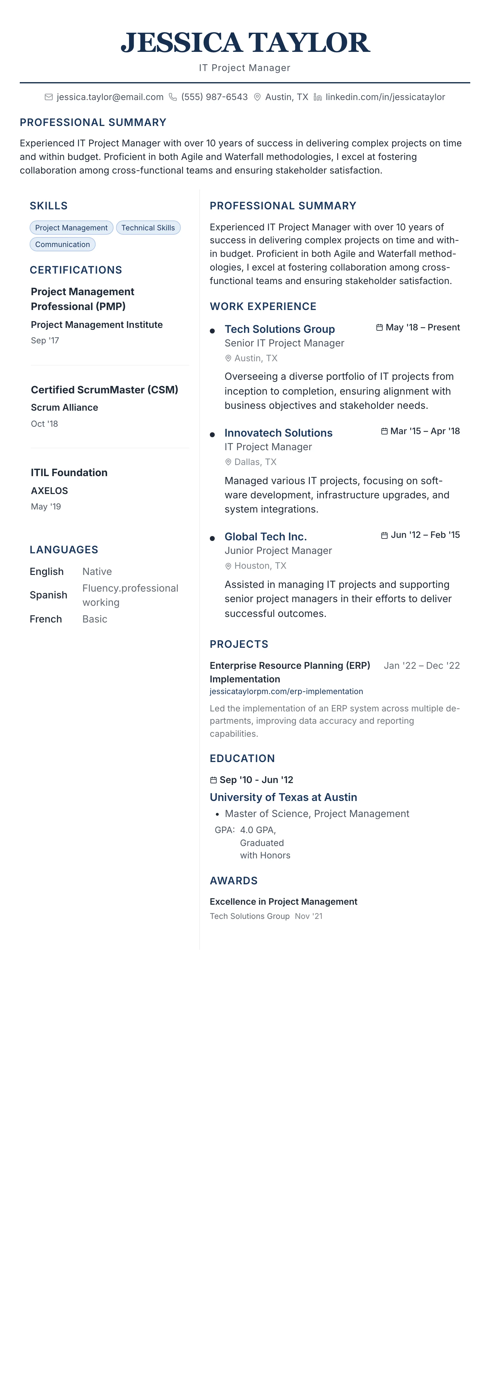 Executive Classic template preview