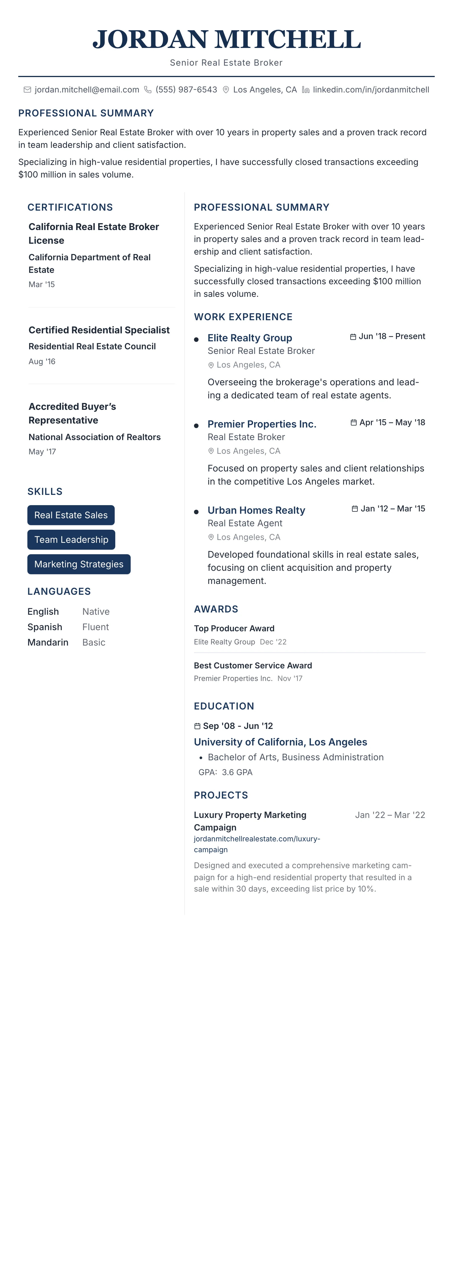 Executive Classic template preview