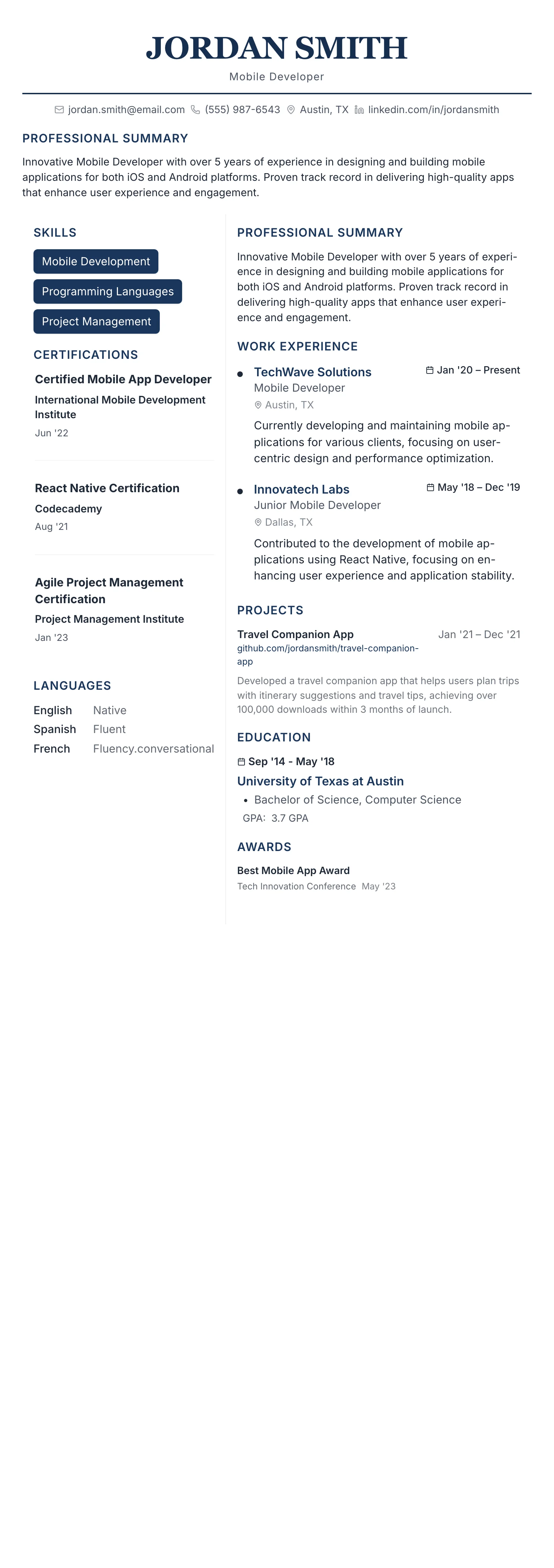 Executive Classic template preview