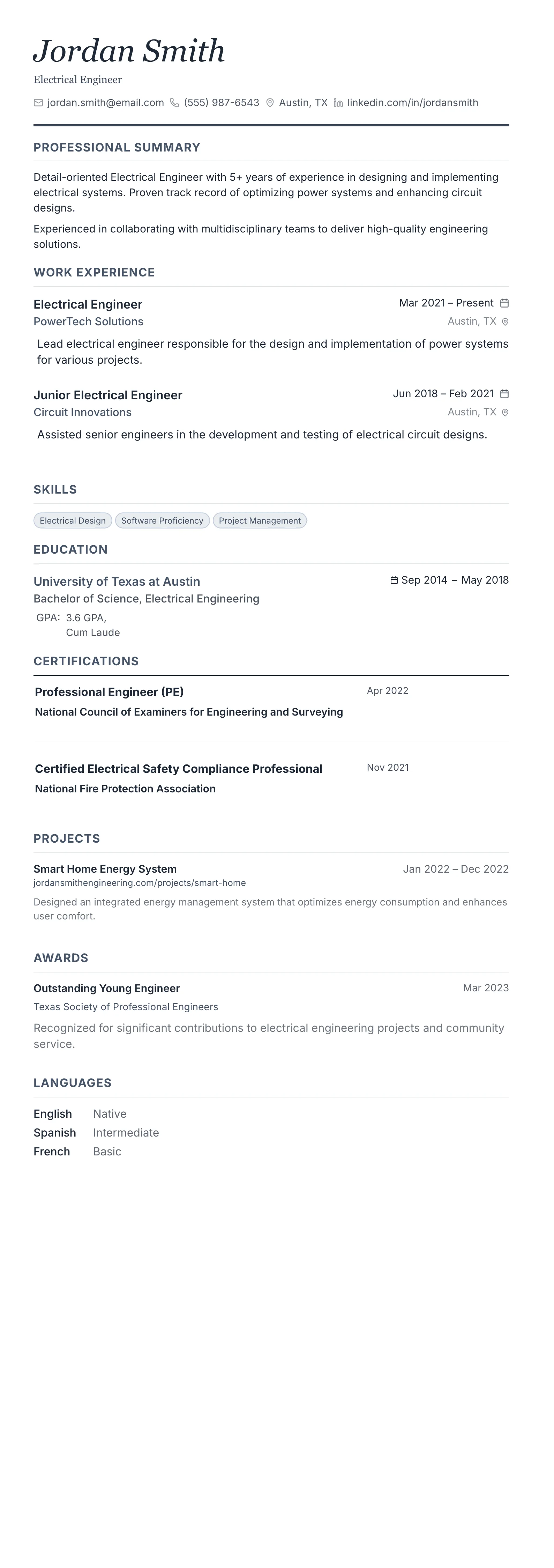 Monochrome Professional template preview