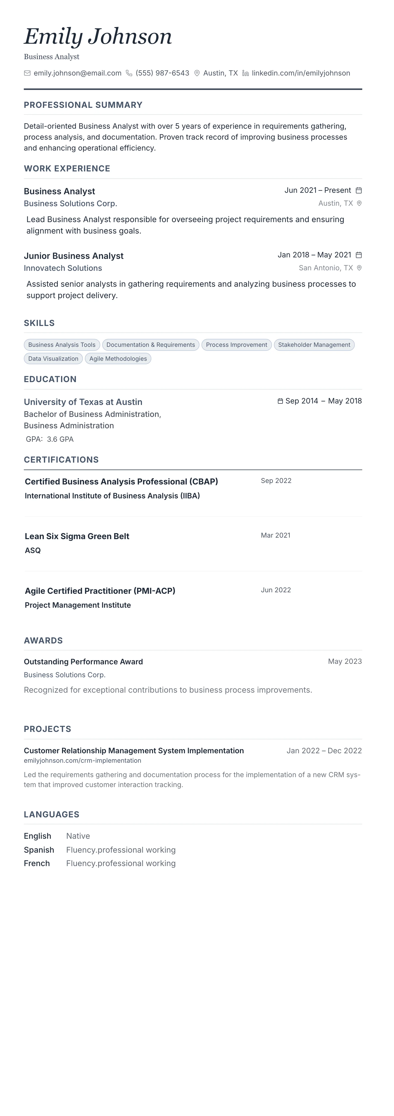 Monochrome Professional template preview