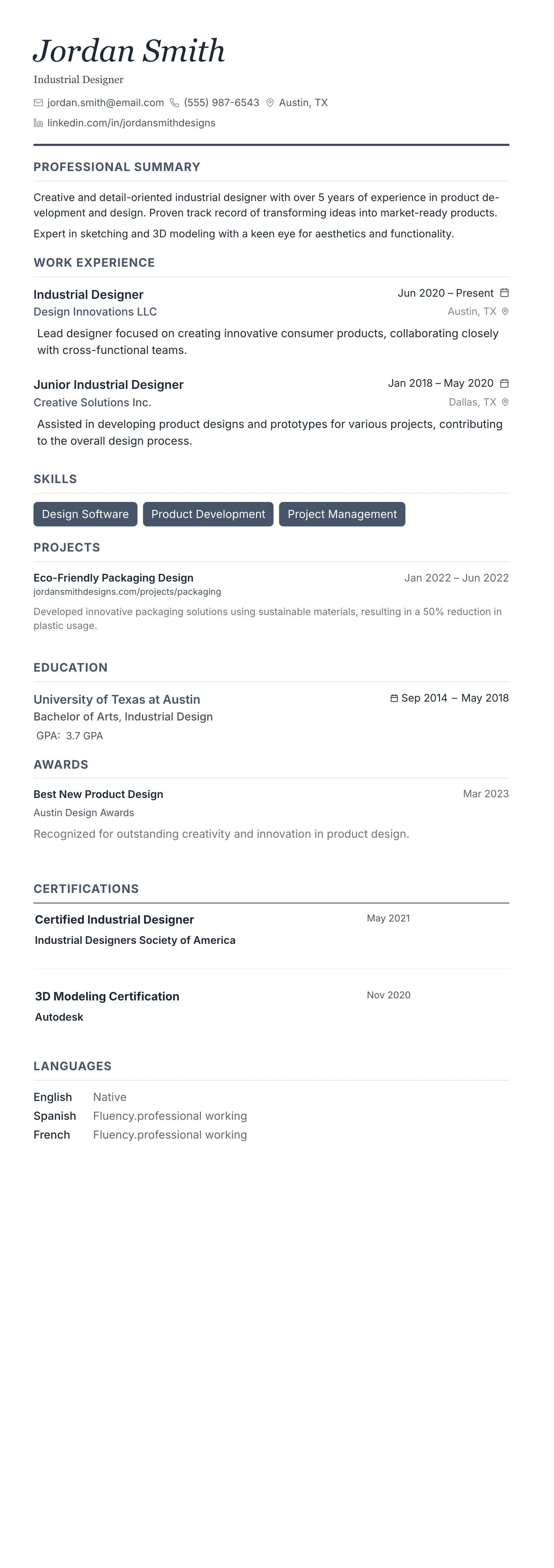 Monochrome Professional template preview
