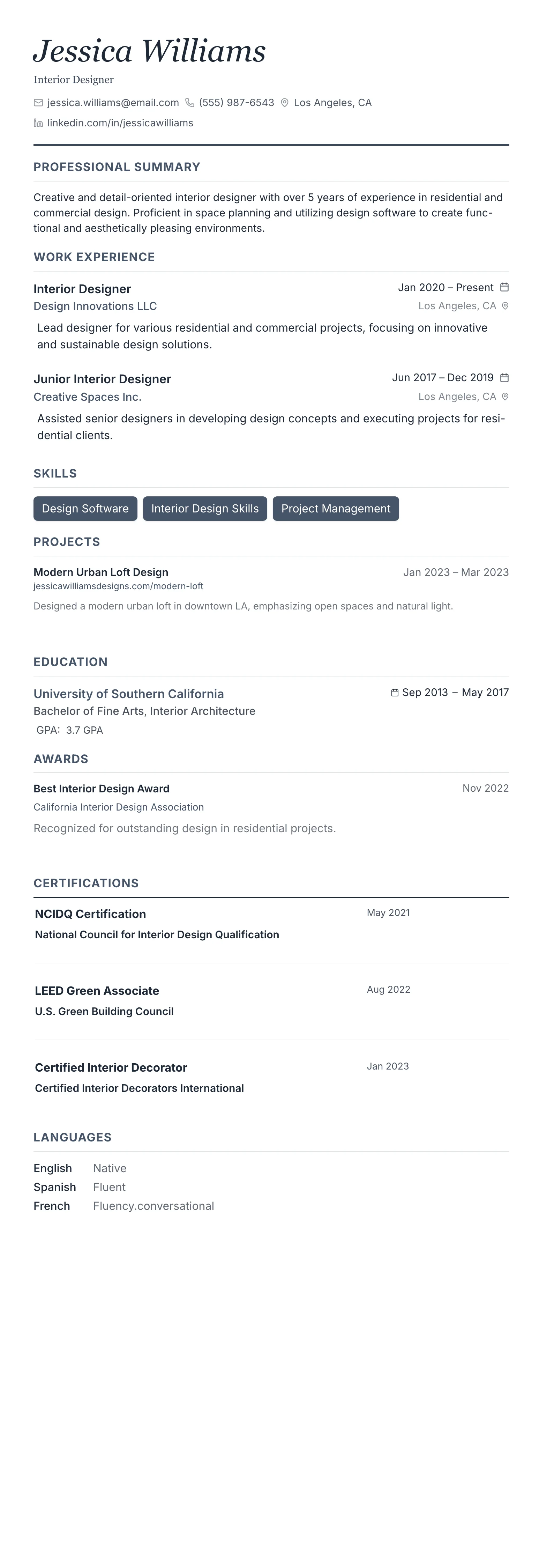 Monochrome Professional template preview