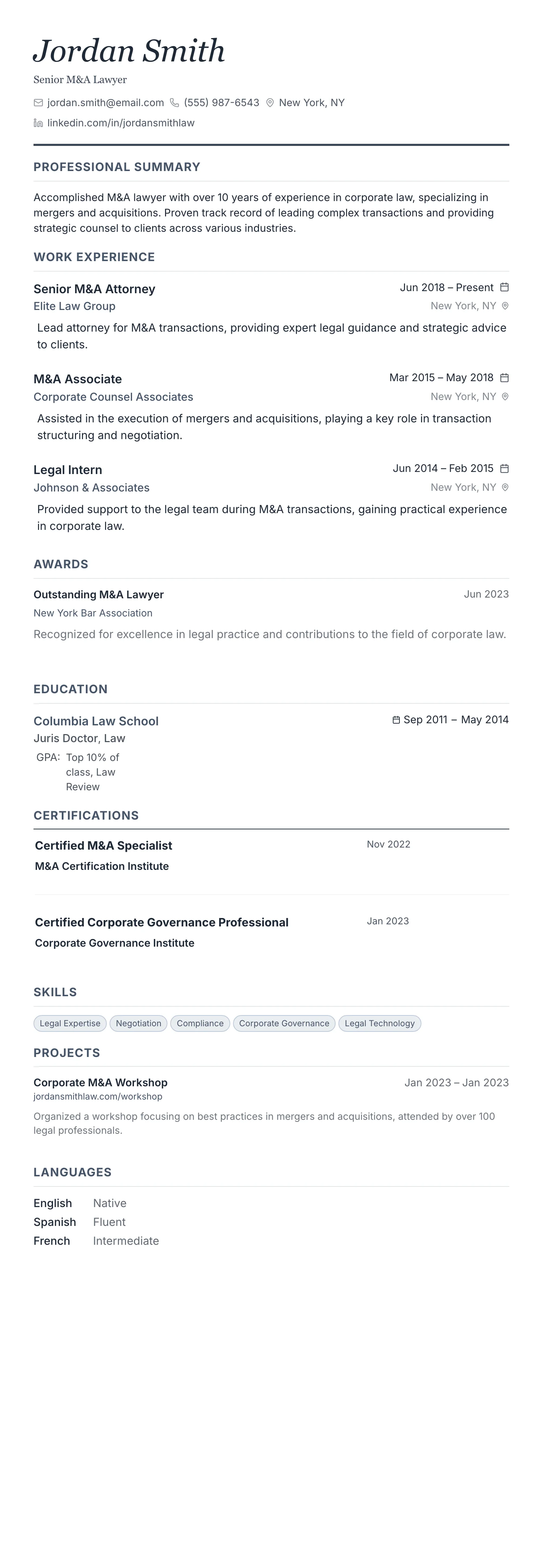 Monochrome Professional template preview