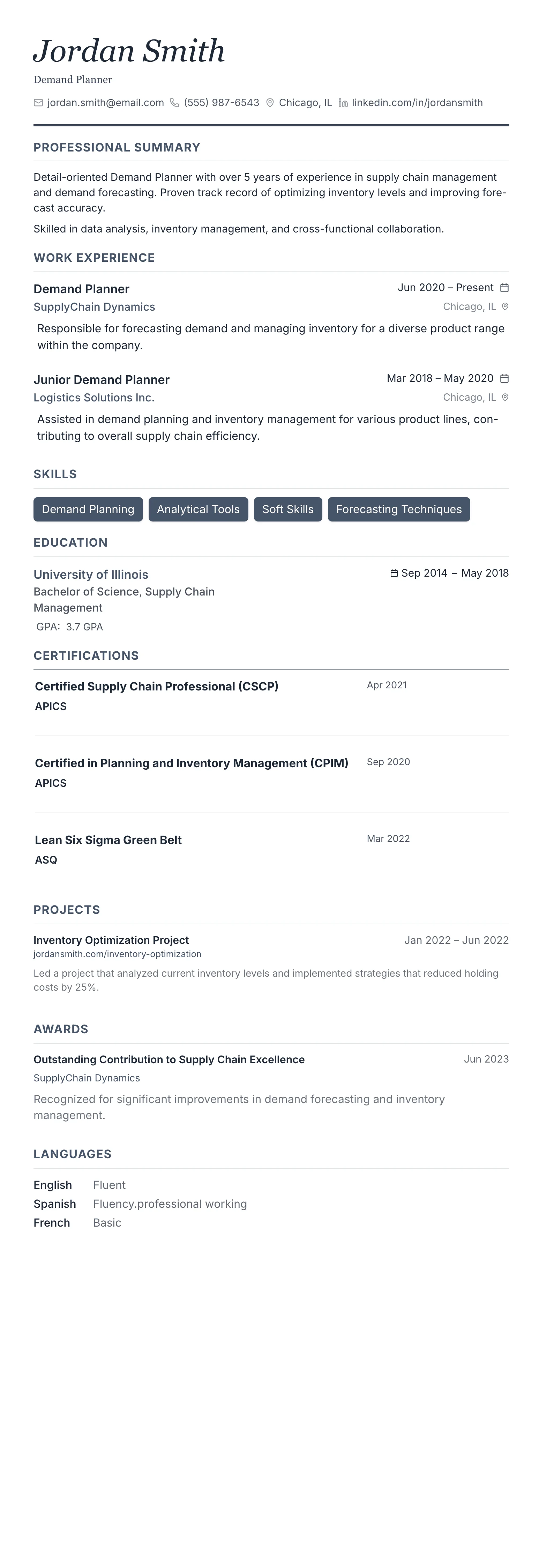 Monochrome Professional template preview