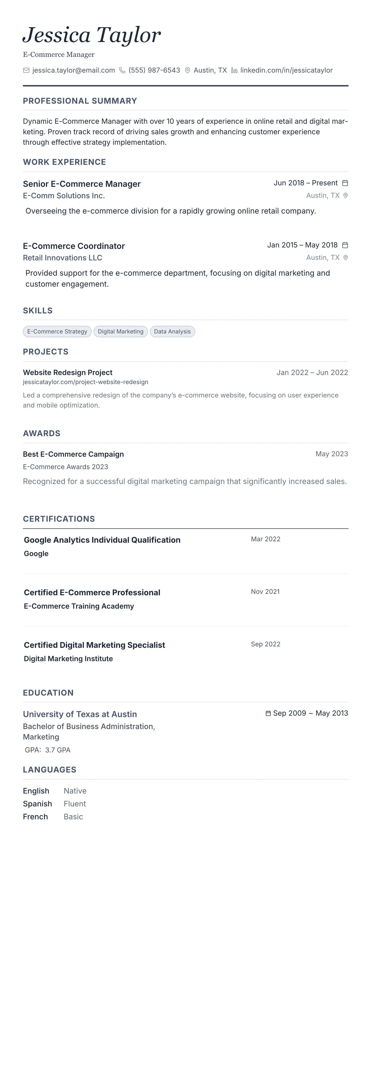 Monochrome Professional template preview