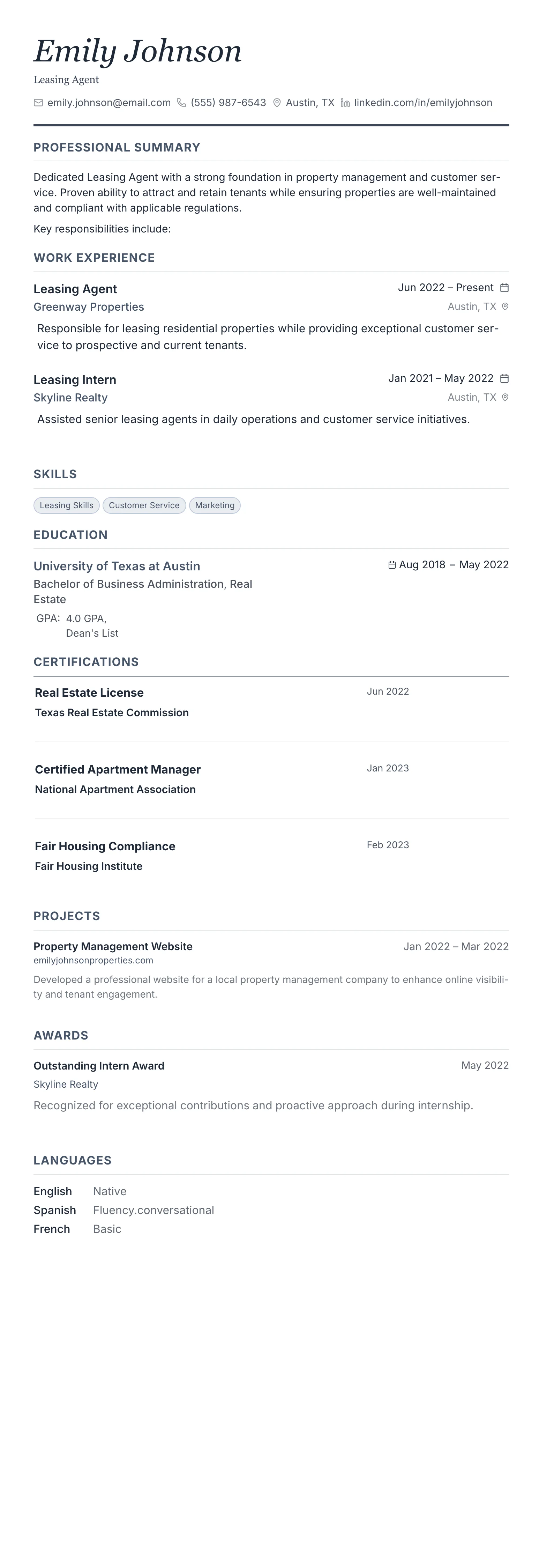 Monochrome Professional template preview