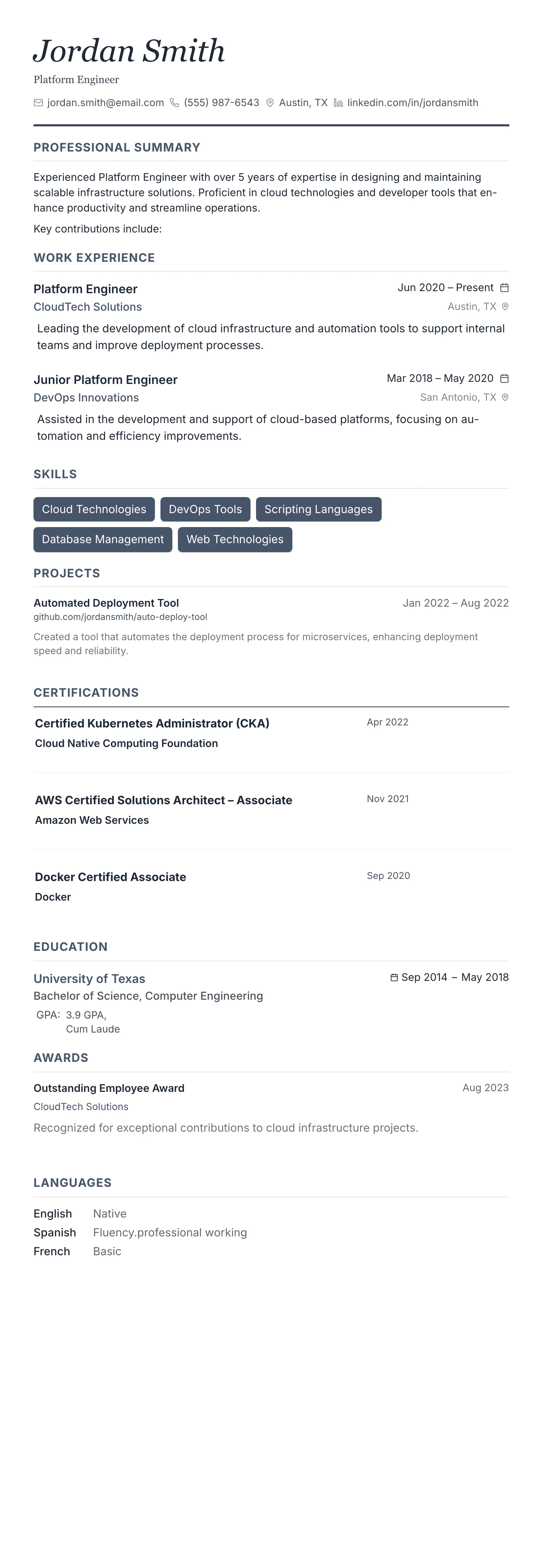 Monochrome Professional template preview